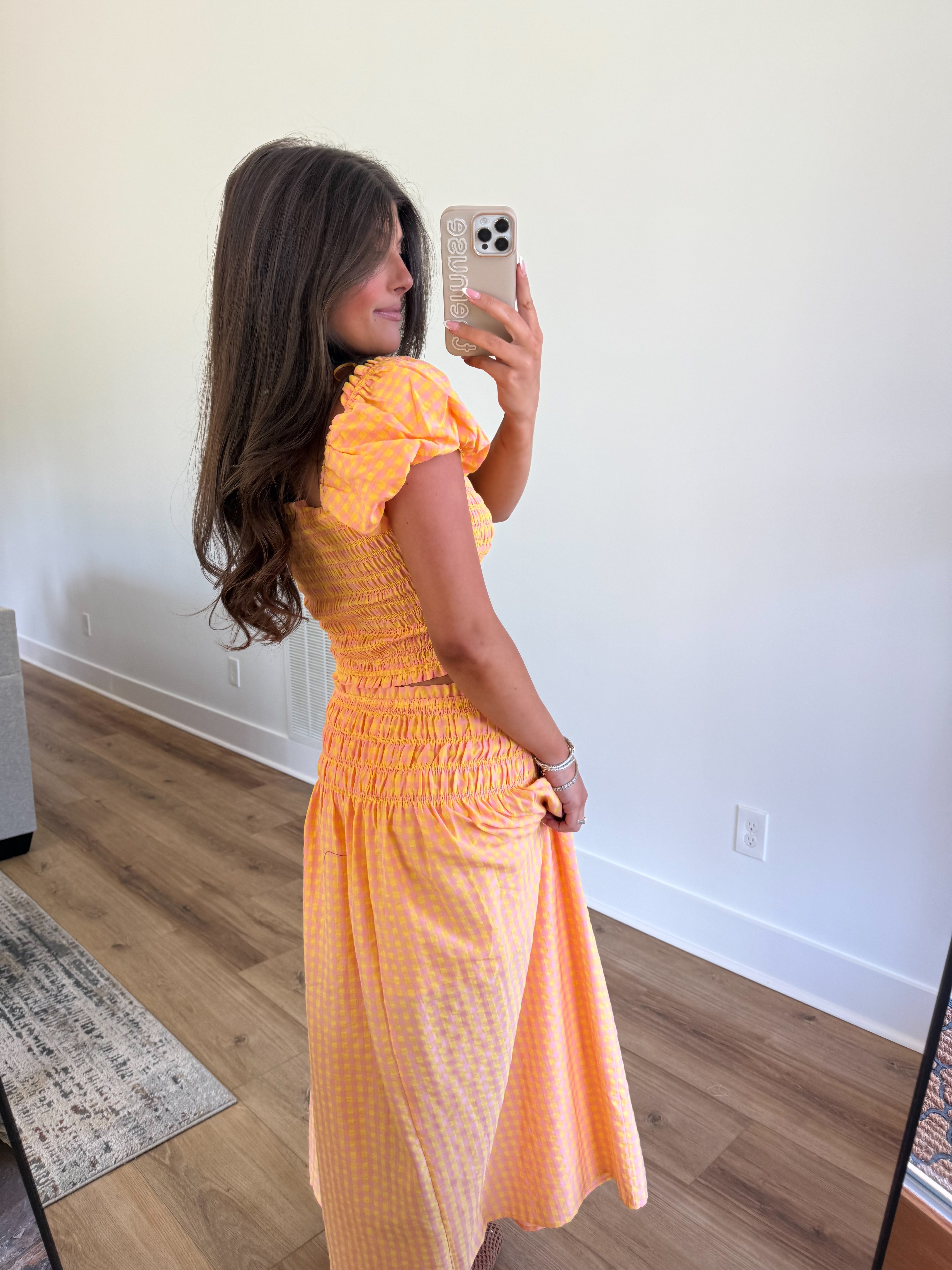 Pink/Orange Gingham Set