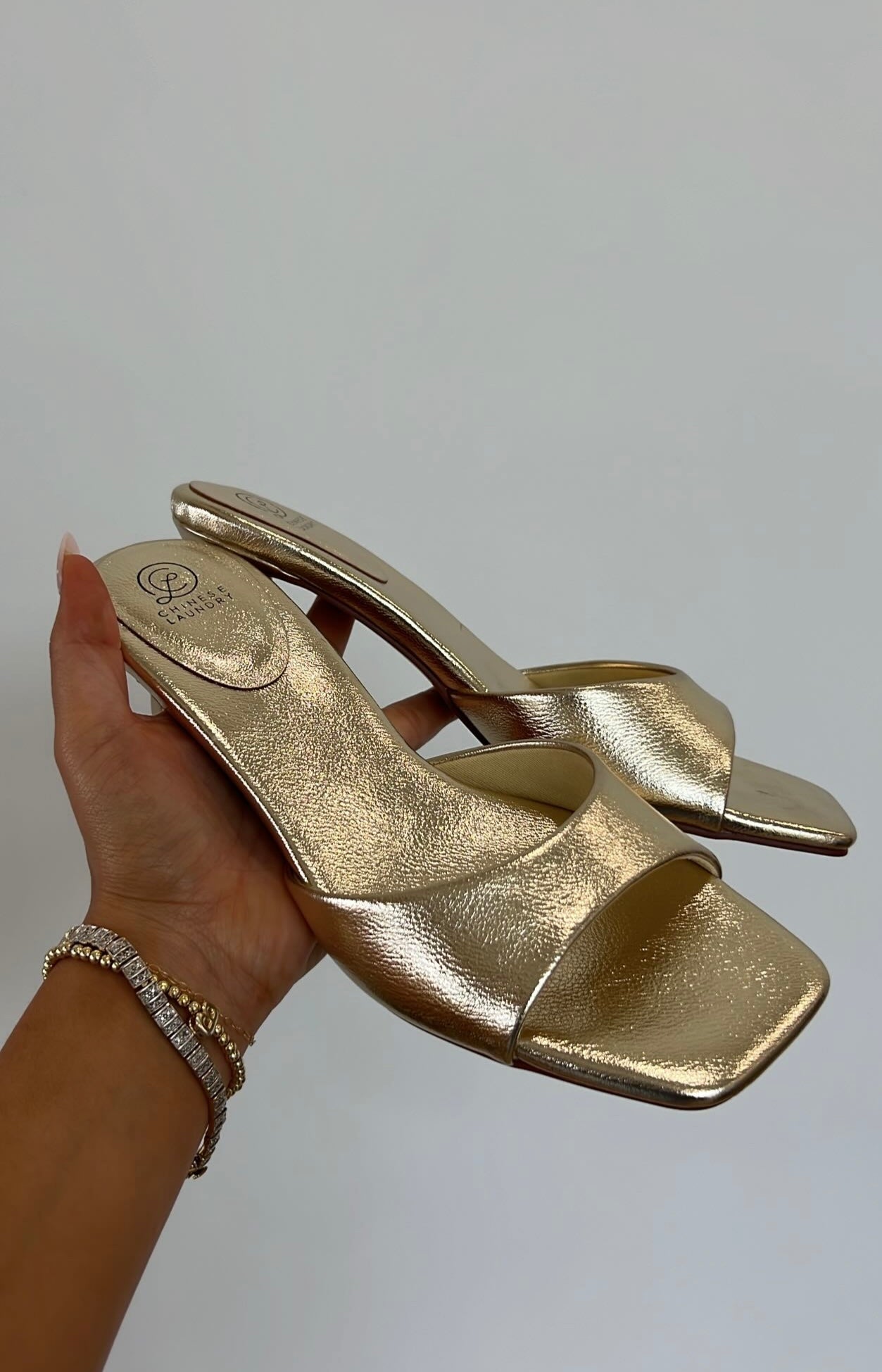 Gold Strap Kitten Heel