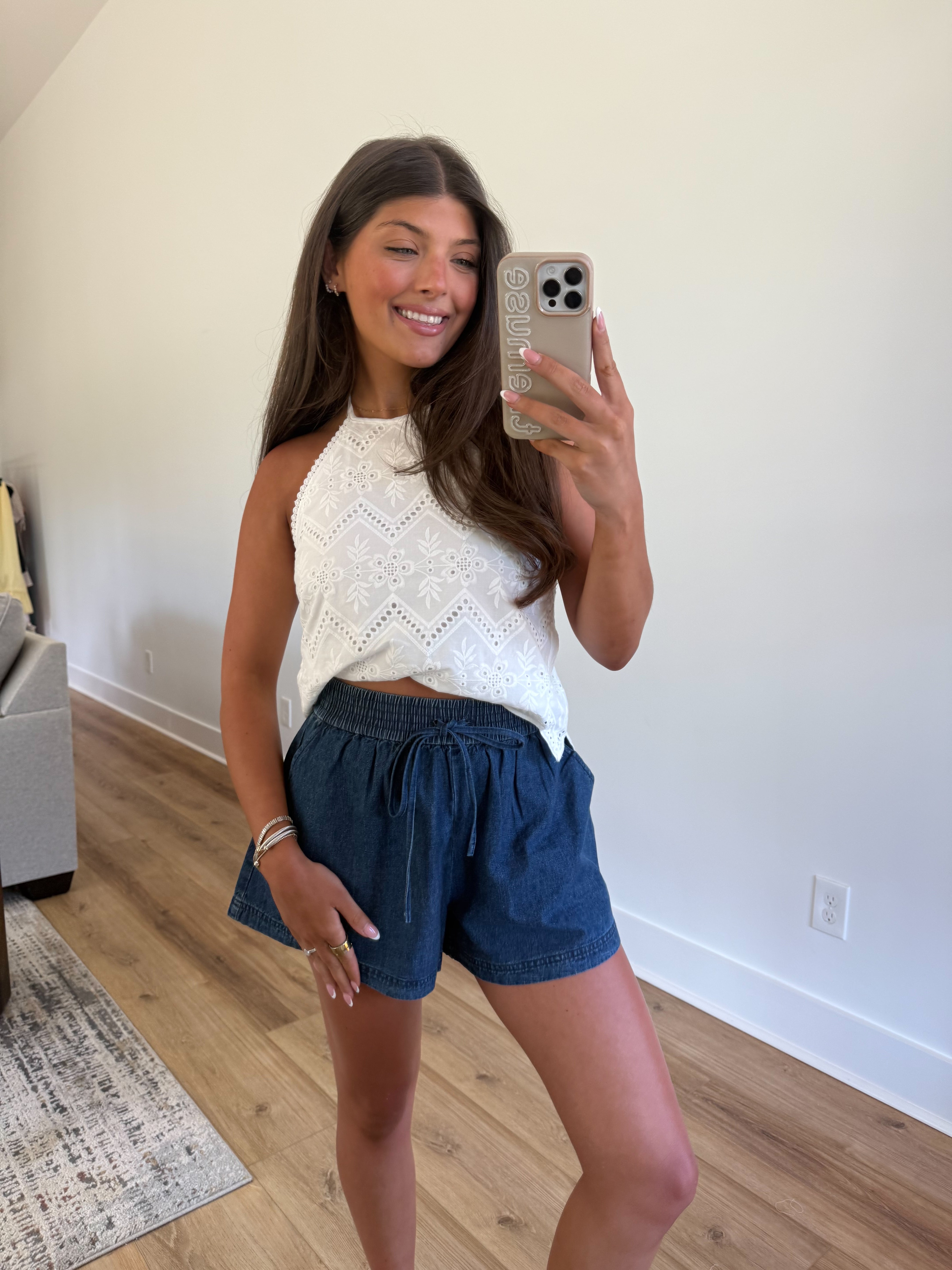 Scrunch Waist Denim Shorts