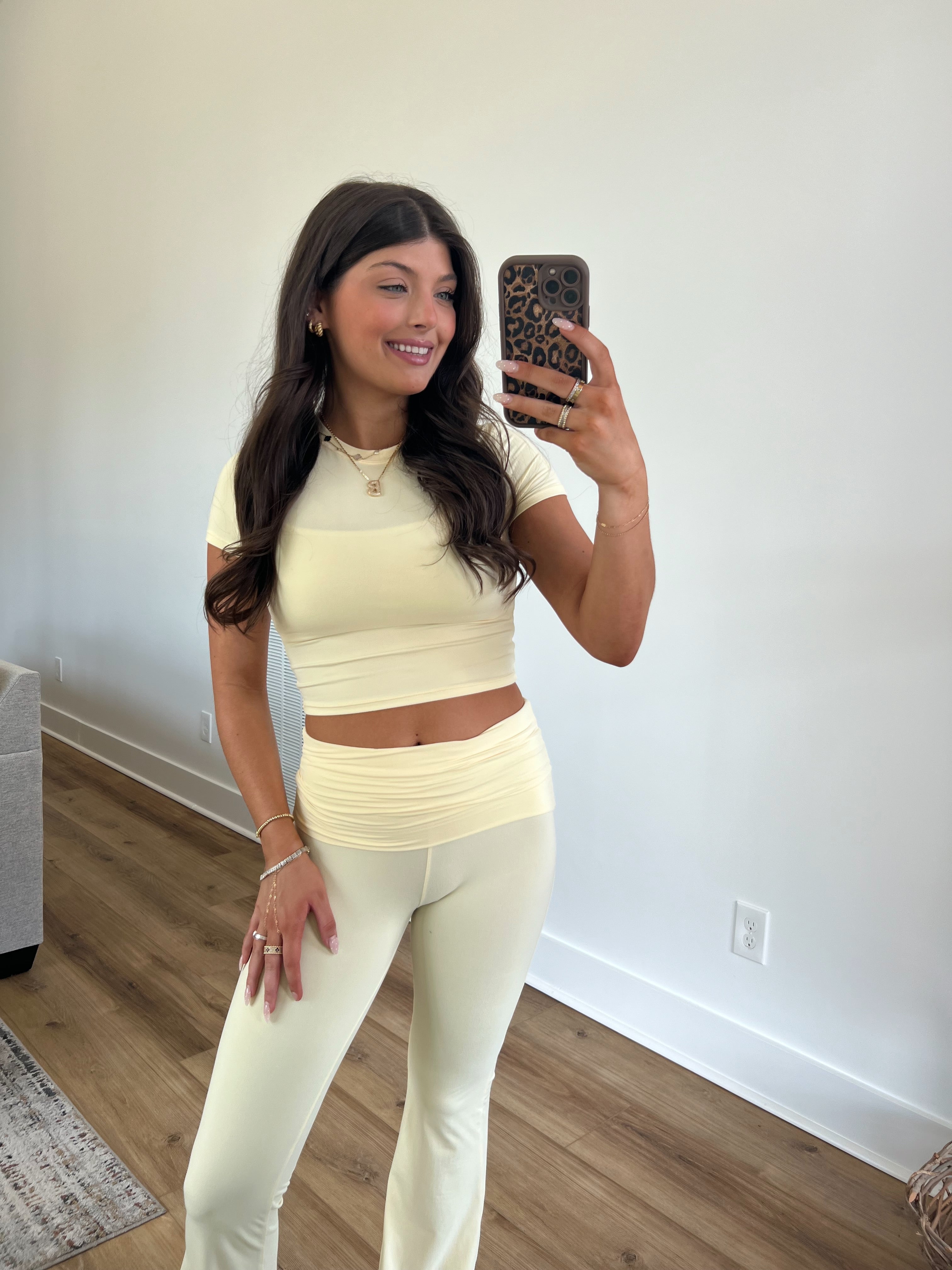 Lemon Butter Soft Foldover Flare Pants Set