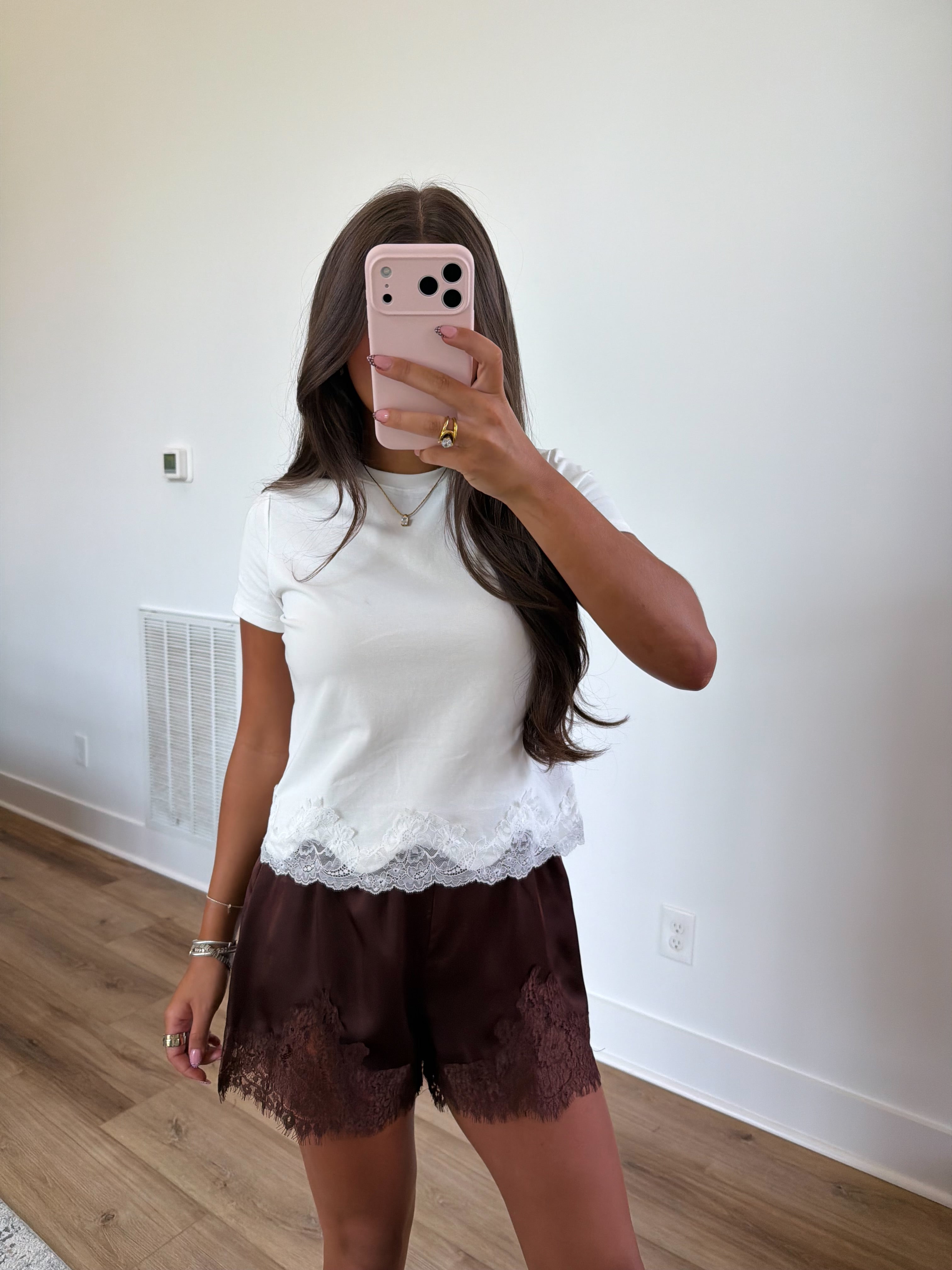 Lace Trim Darling Tee (White)