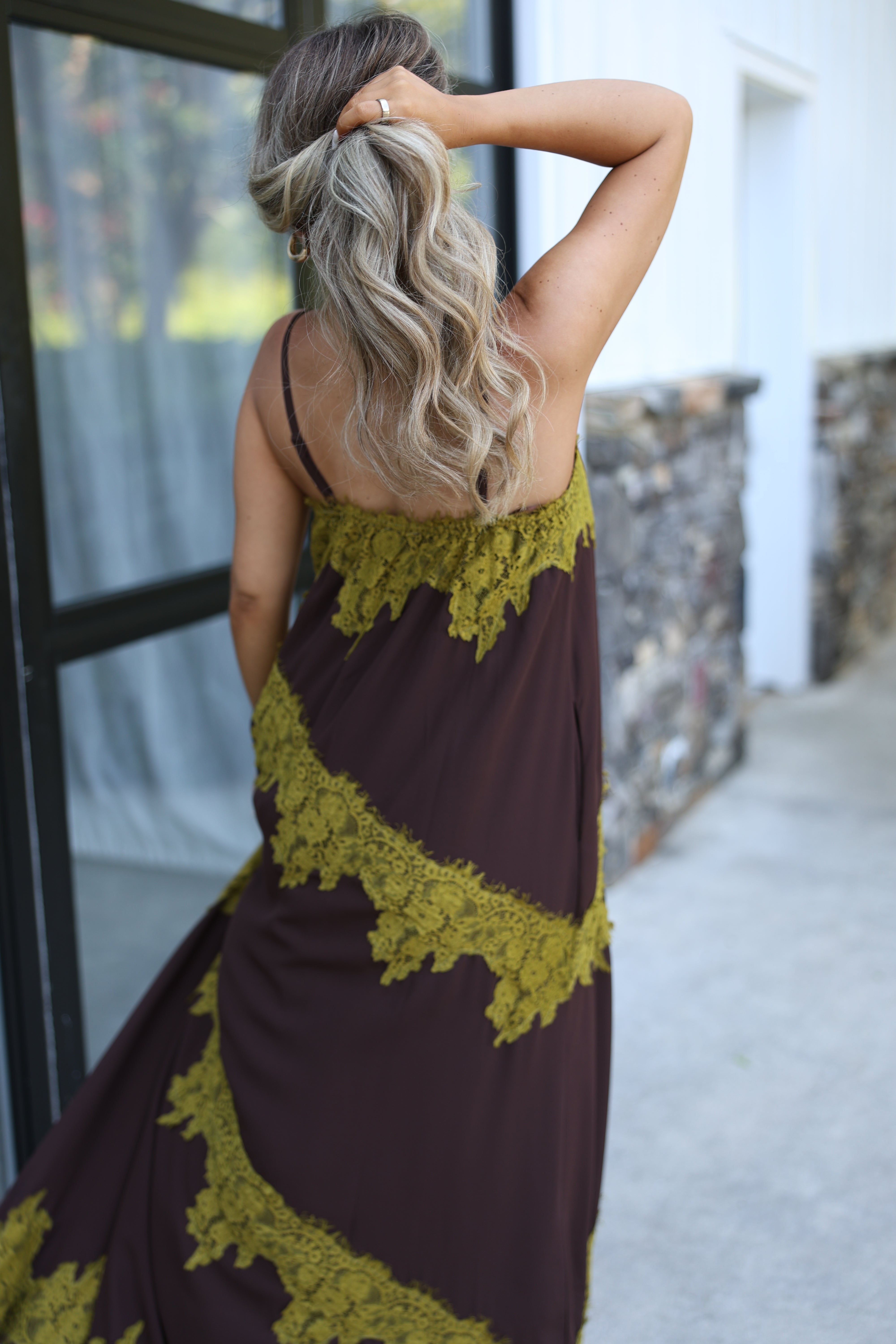 Veronica Lace Maxi (Brown/Green)