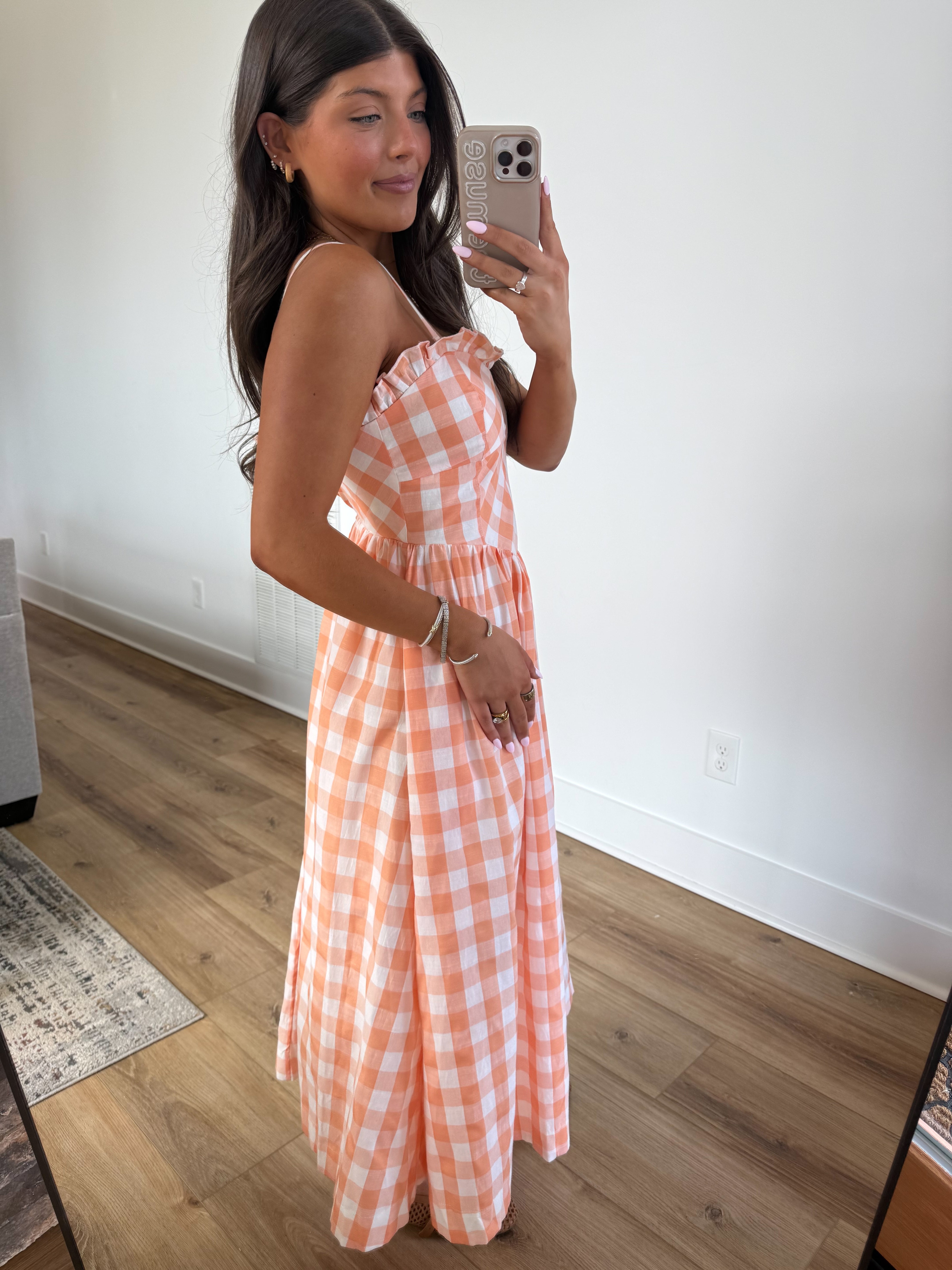 The Tangerine Gingham Midi