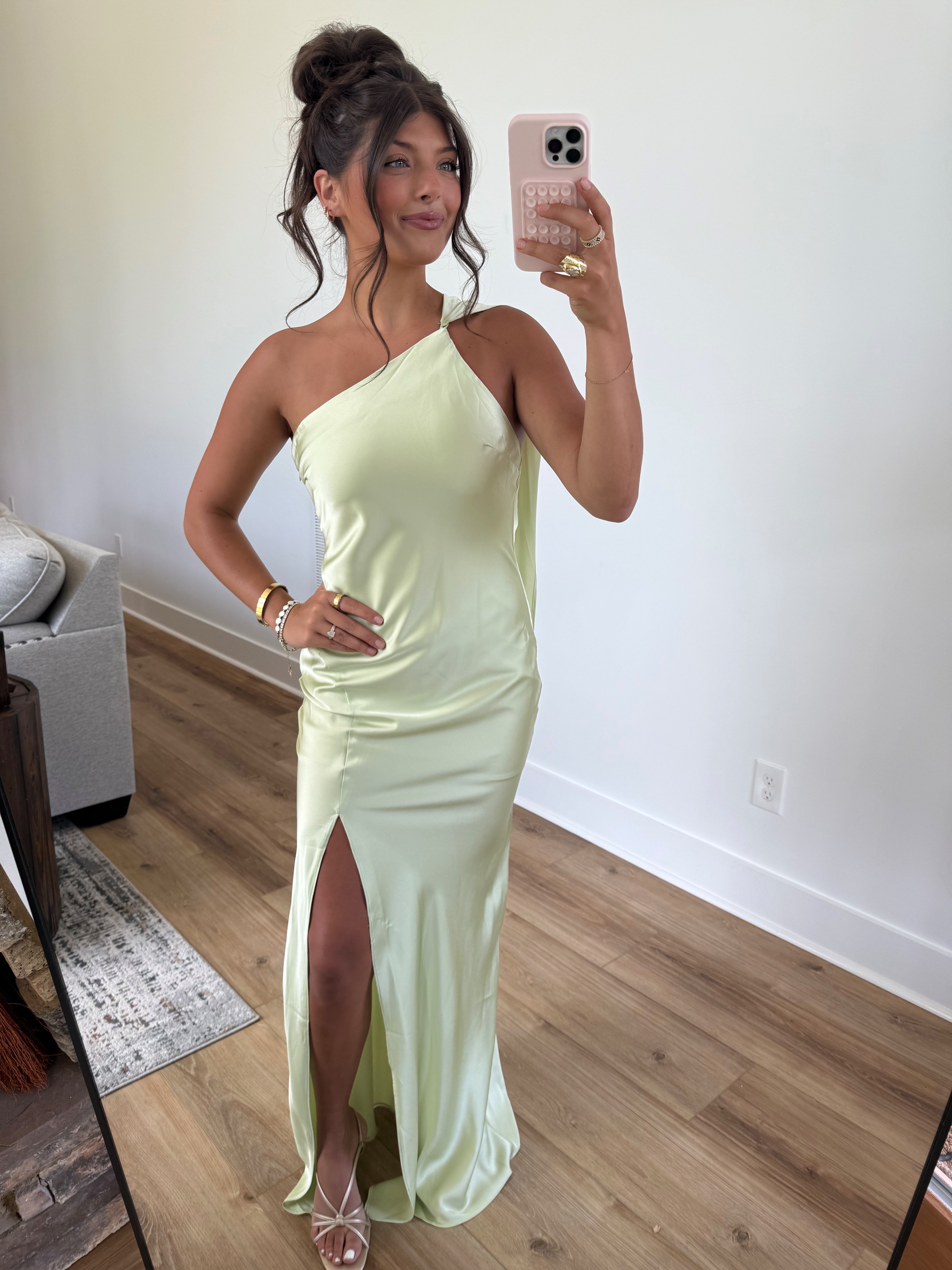 Wrapped in Satin Maxi Dress (Green)