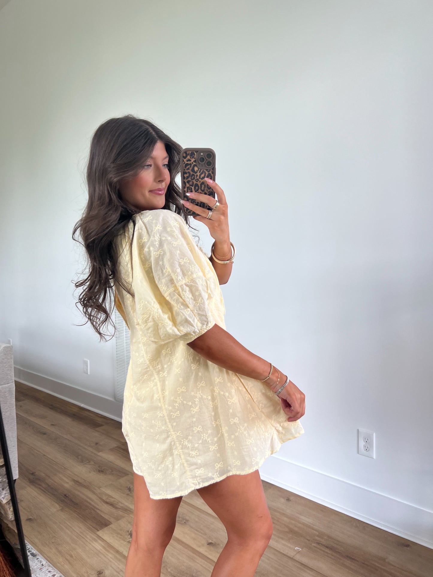 Yellow Bow Eyelet Romper