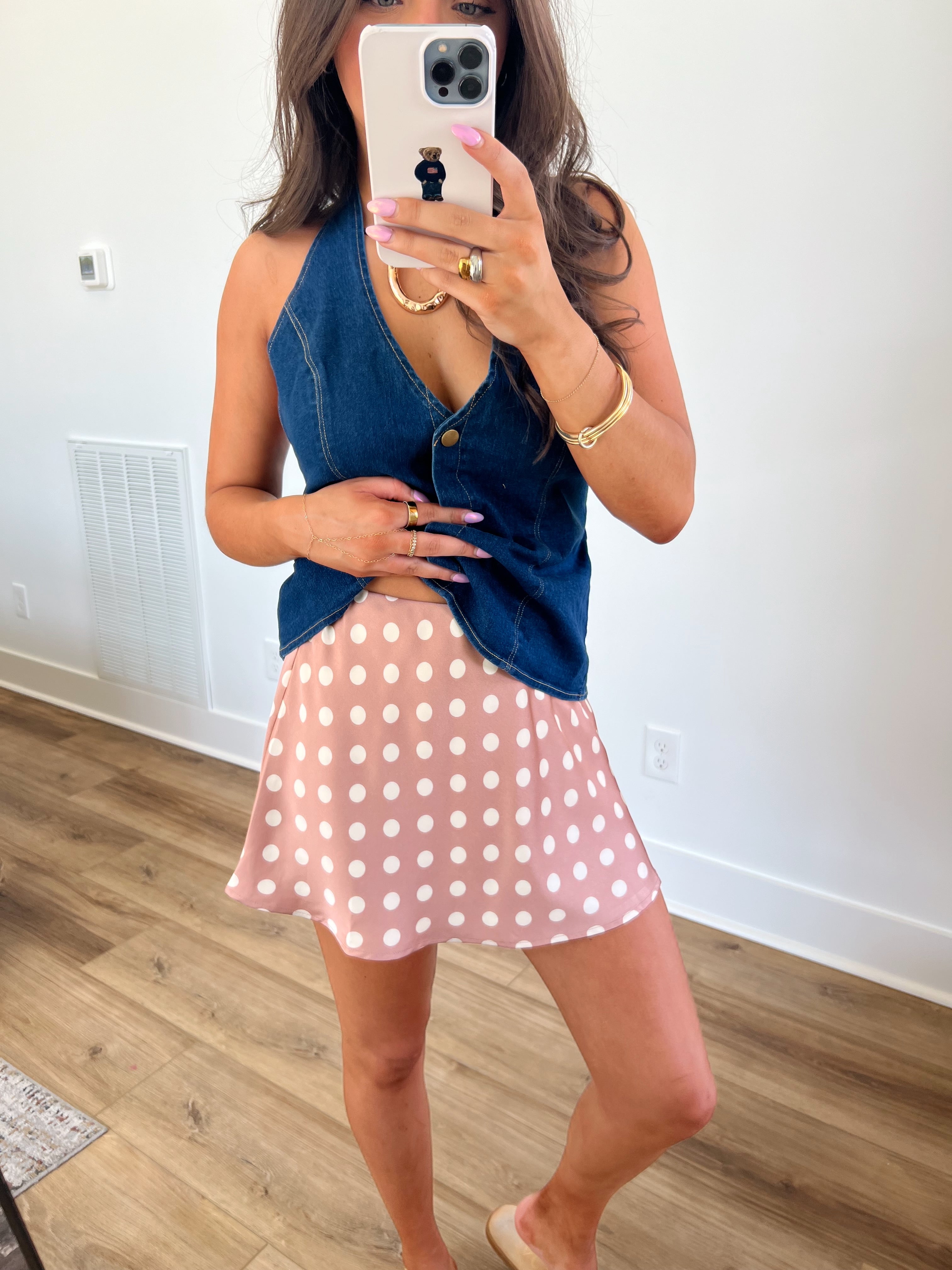Circle Sweetie Mini Skirt (Tan/White)