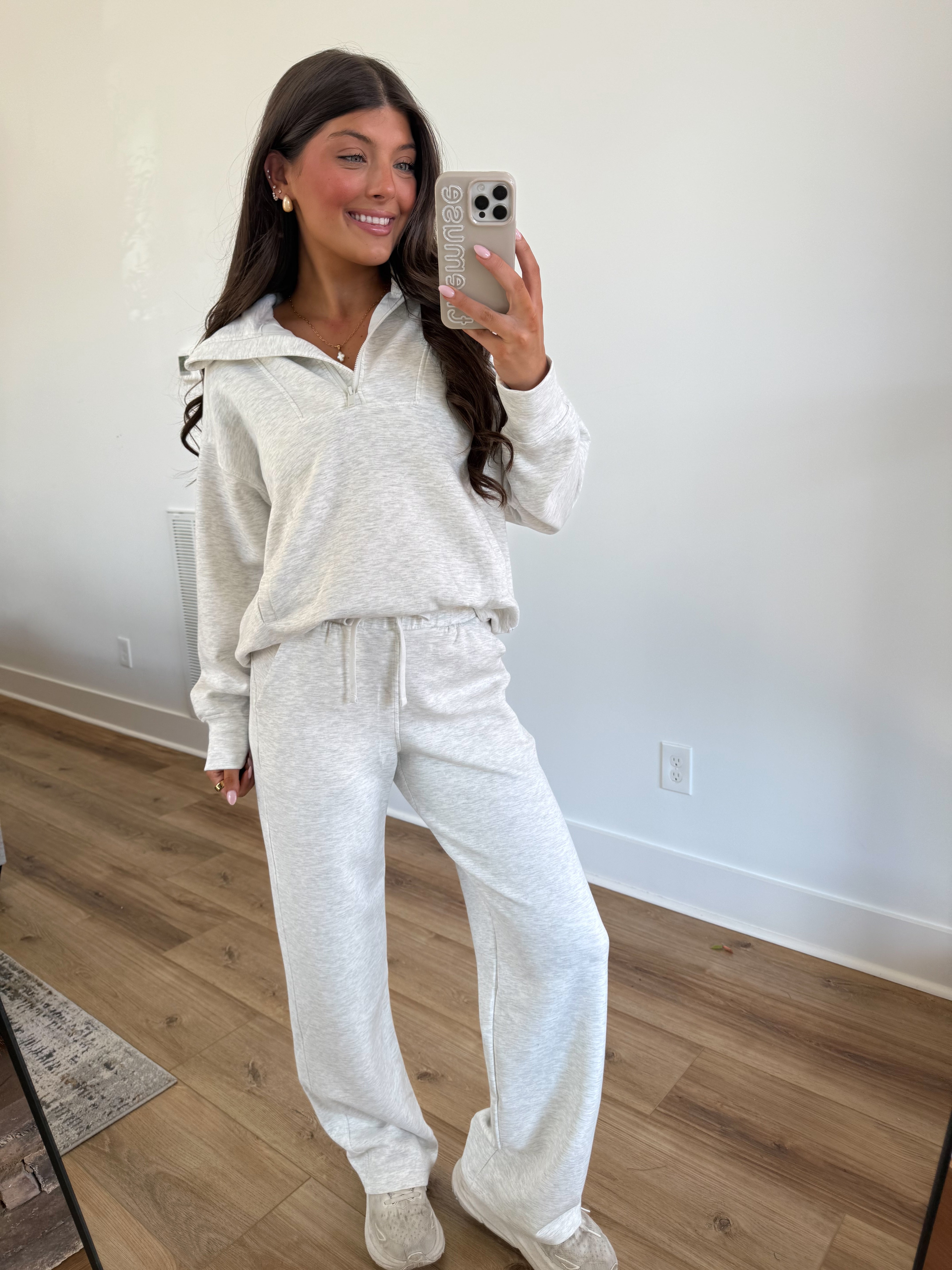 Butter Luxe Lounge Quarter Zip Set (Light Heather Grey)