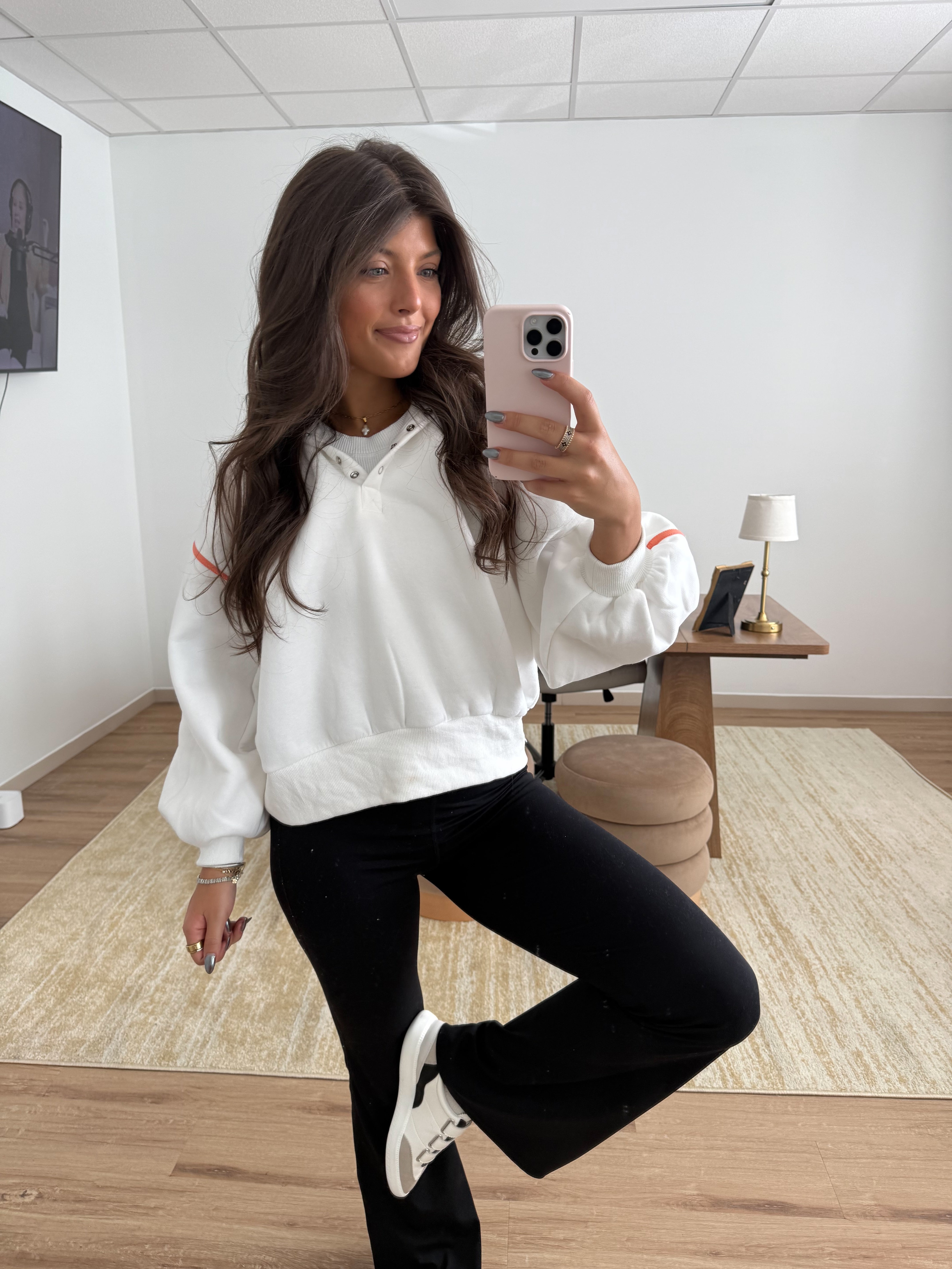 Orange Cream Snap Button Pullover