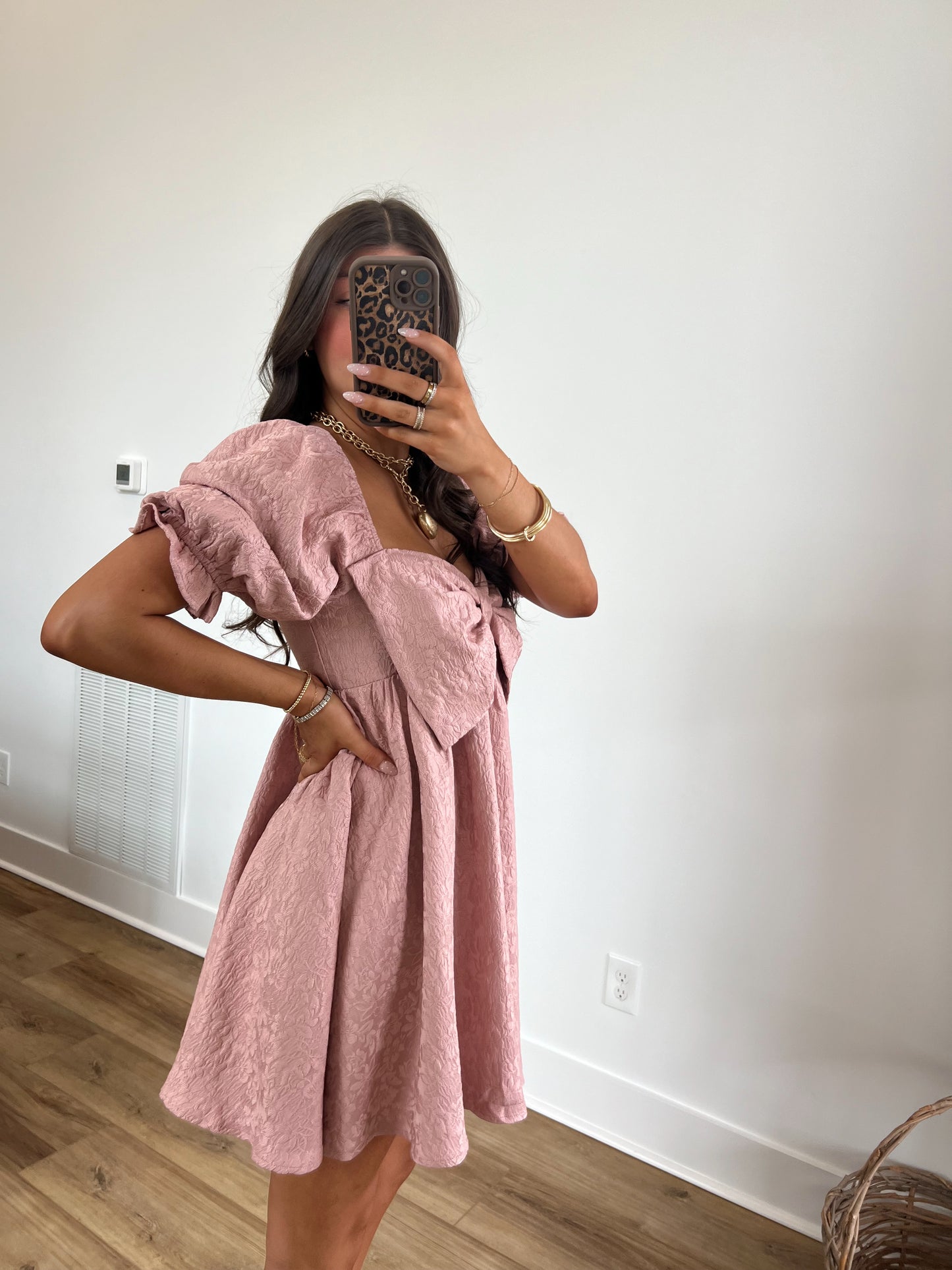 Dusty Pink Baby Doll Bow Dress