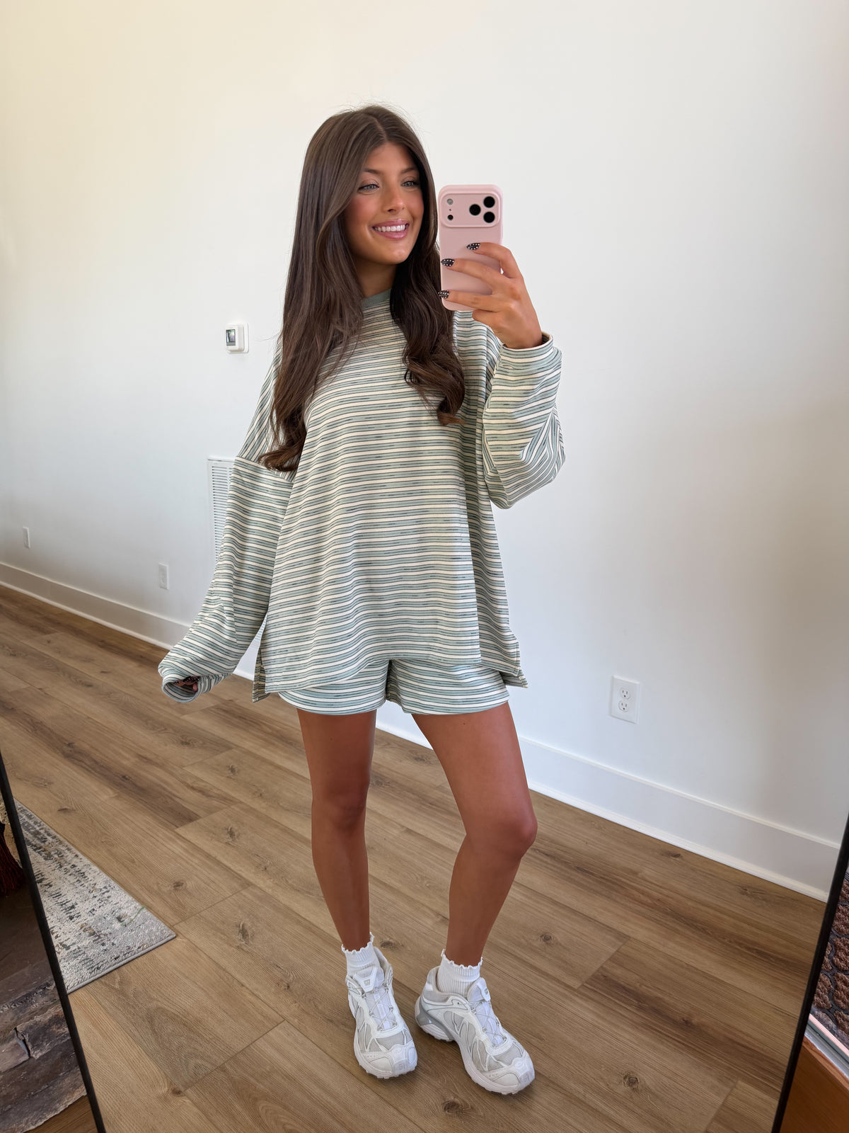 Mint Stripe Shorts Set