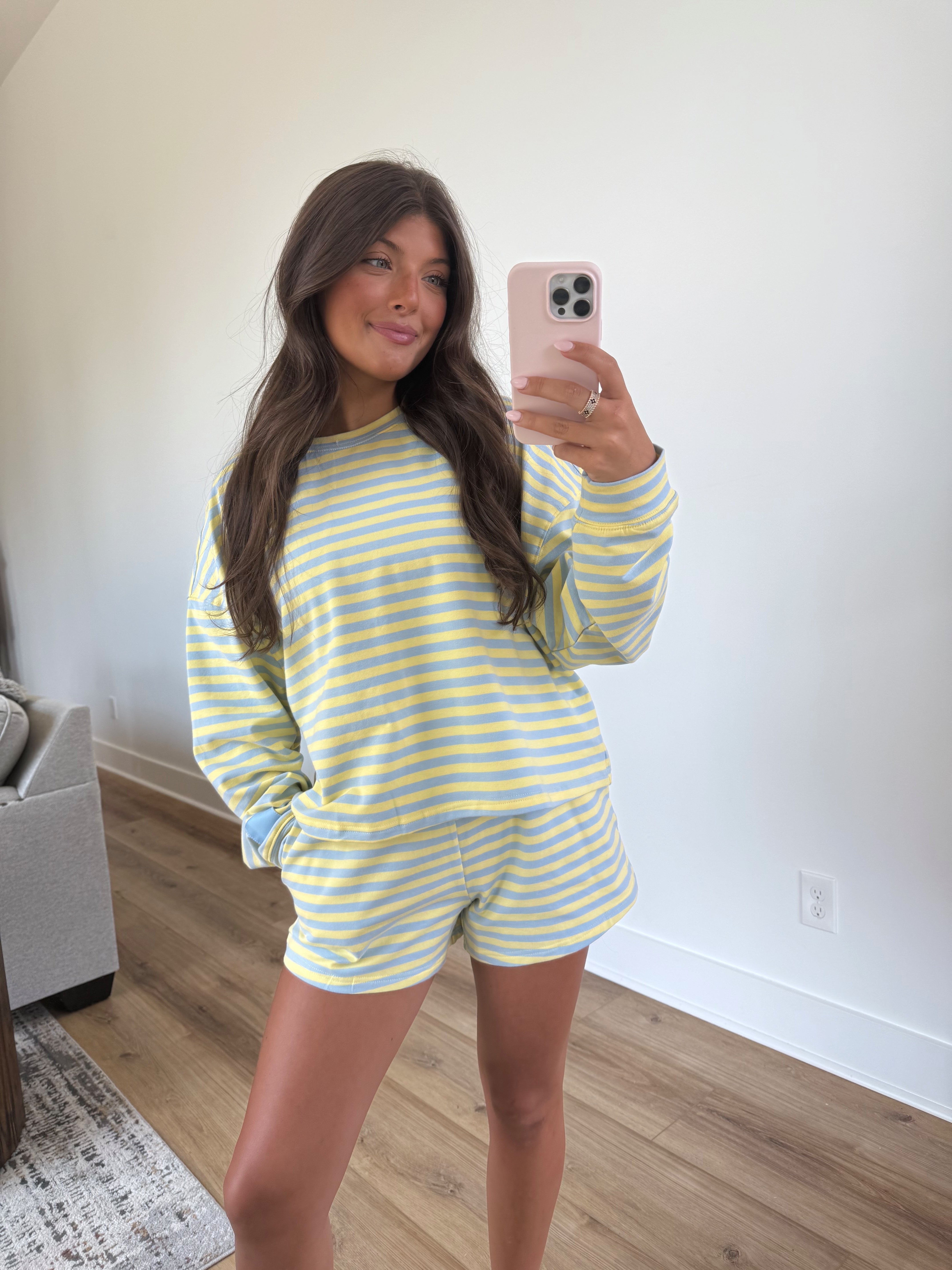 Blueberry Lemon Stripe Shorts Set