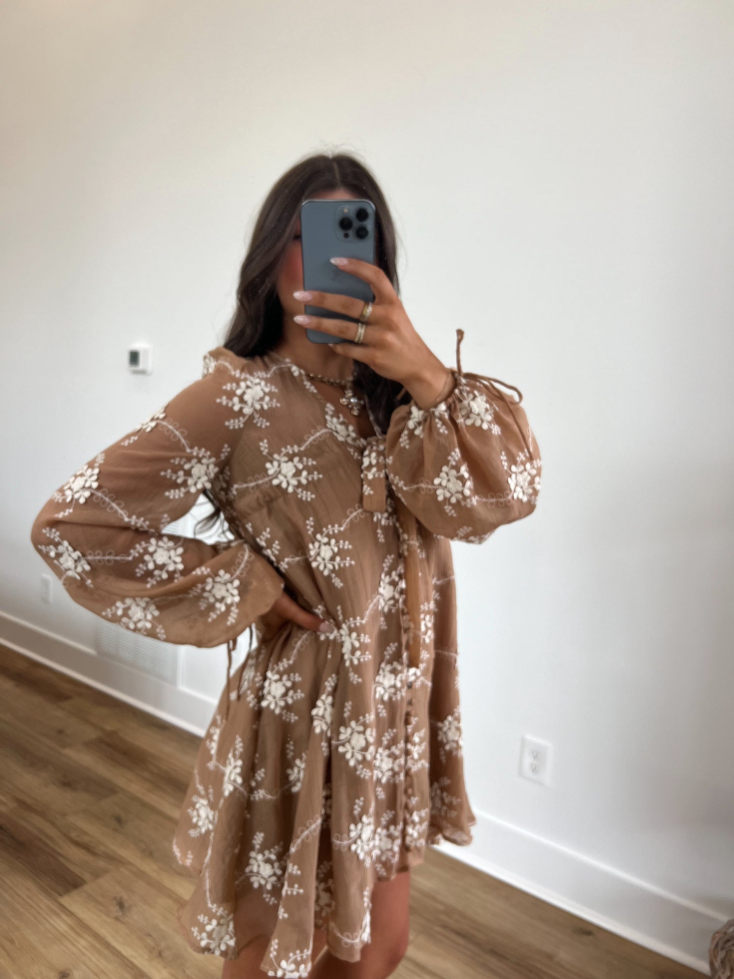 Lillian Love Letters Mini Dress (Brown)