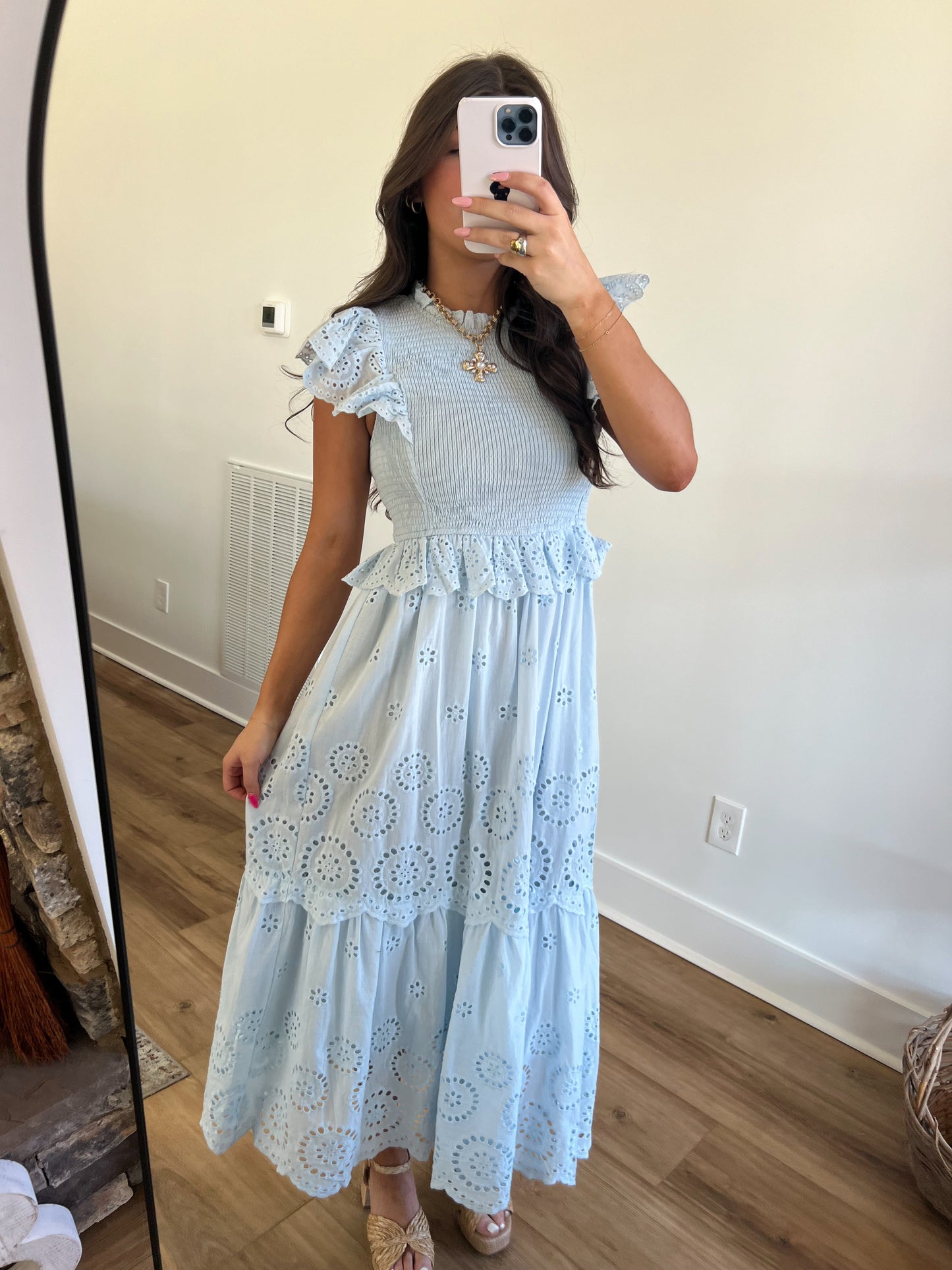 Blue Sky Eyelet Maxi Dress