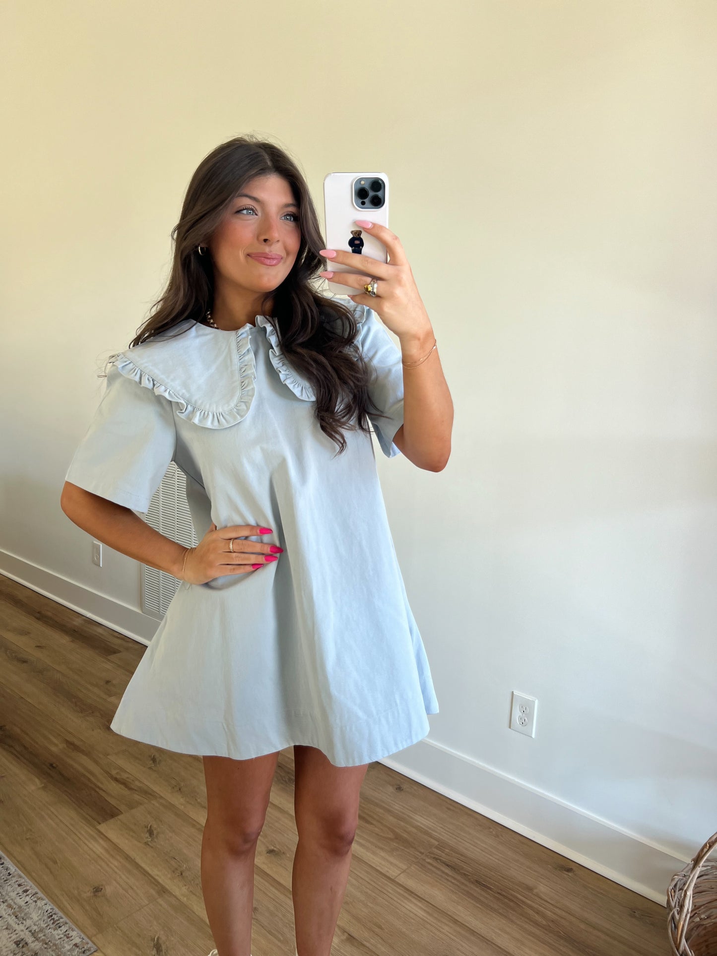 Baby Blue Denim Peter Pan Mini Dress