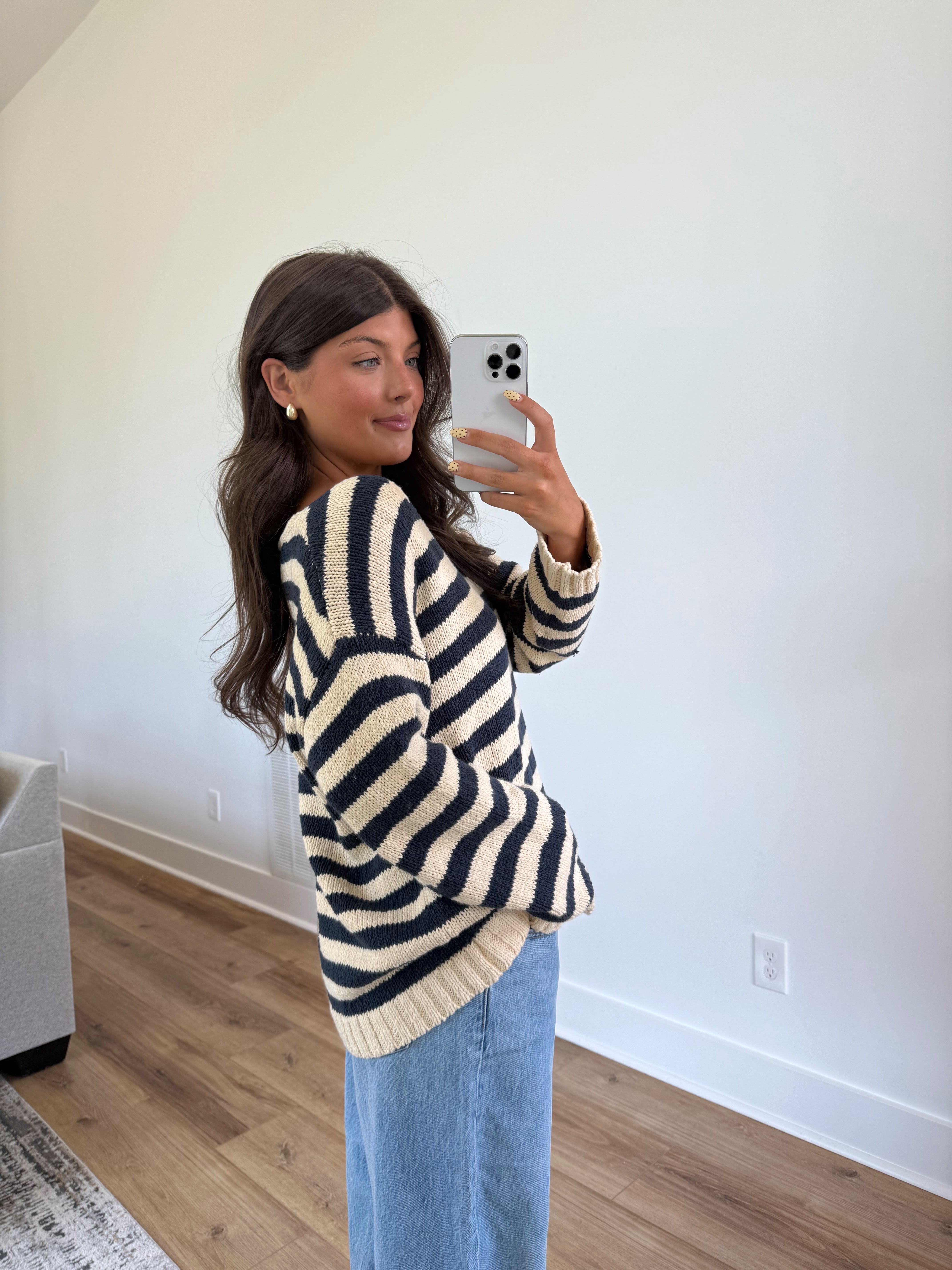 Dallas Stripe Sweater (Navy/White)