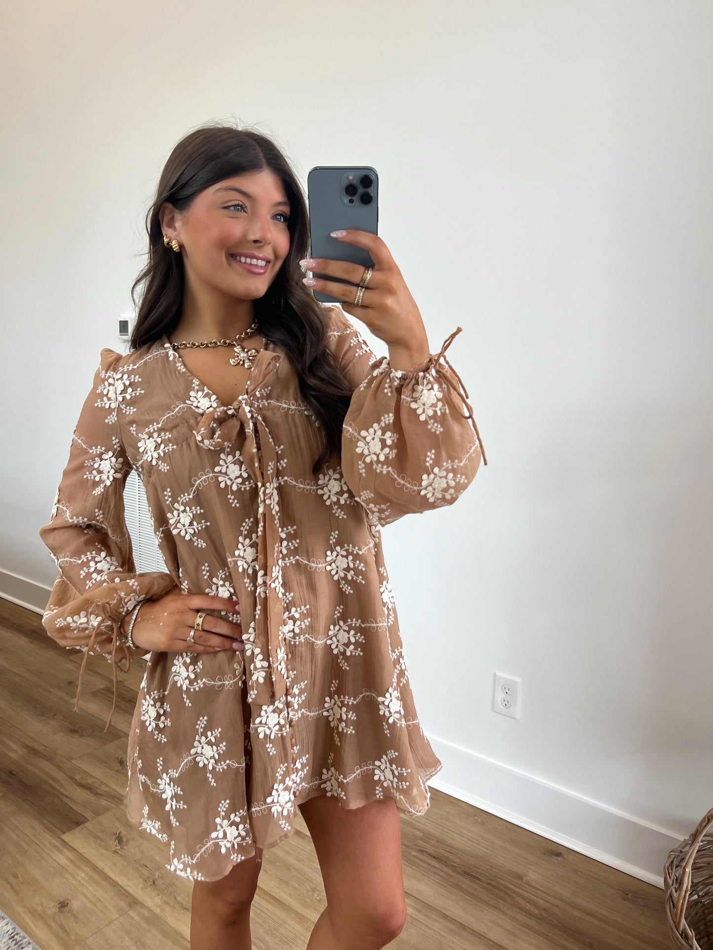 Lillian Love Letters Mini Dress (Brown)