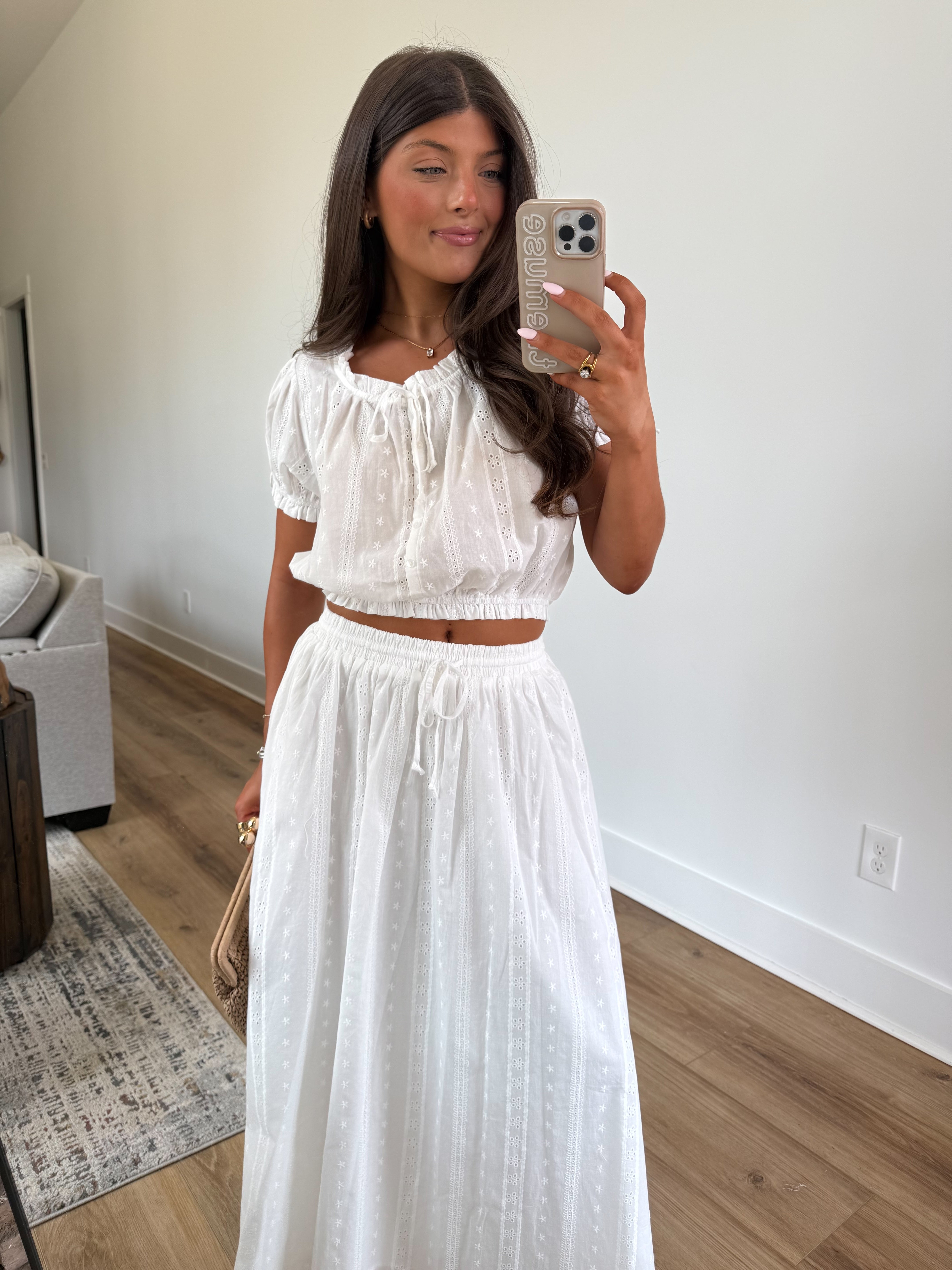 Sweet Eyelet Skirt Set