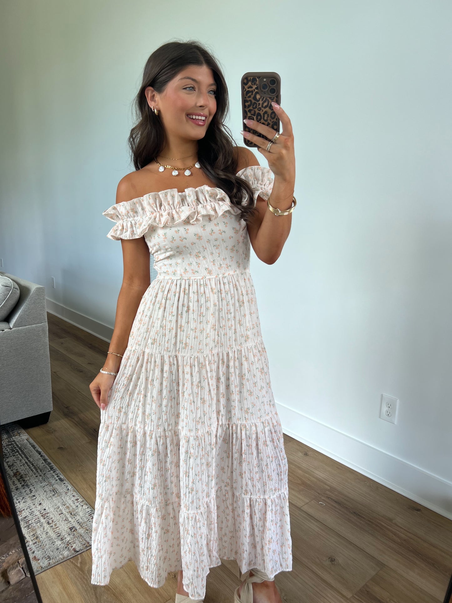Peach Serenity Floral Maxi Dress