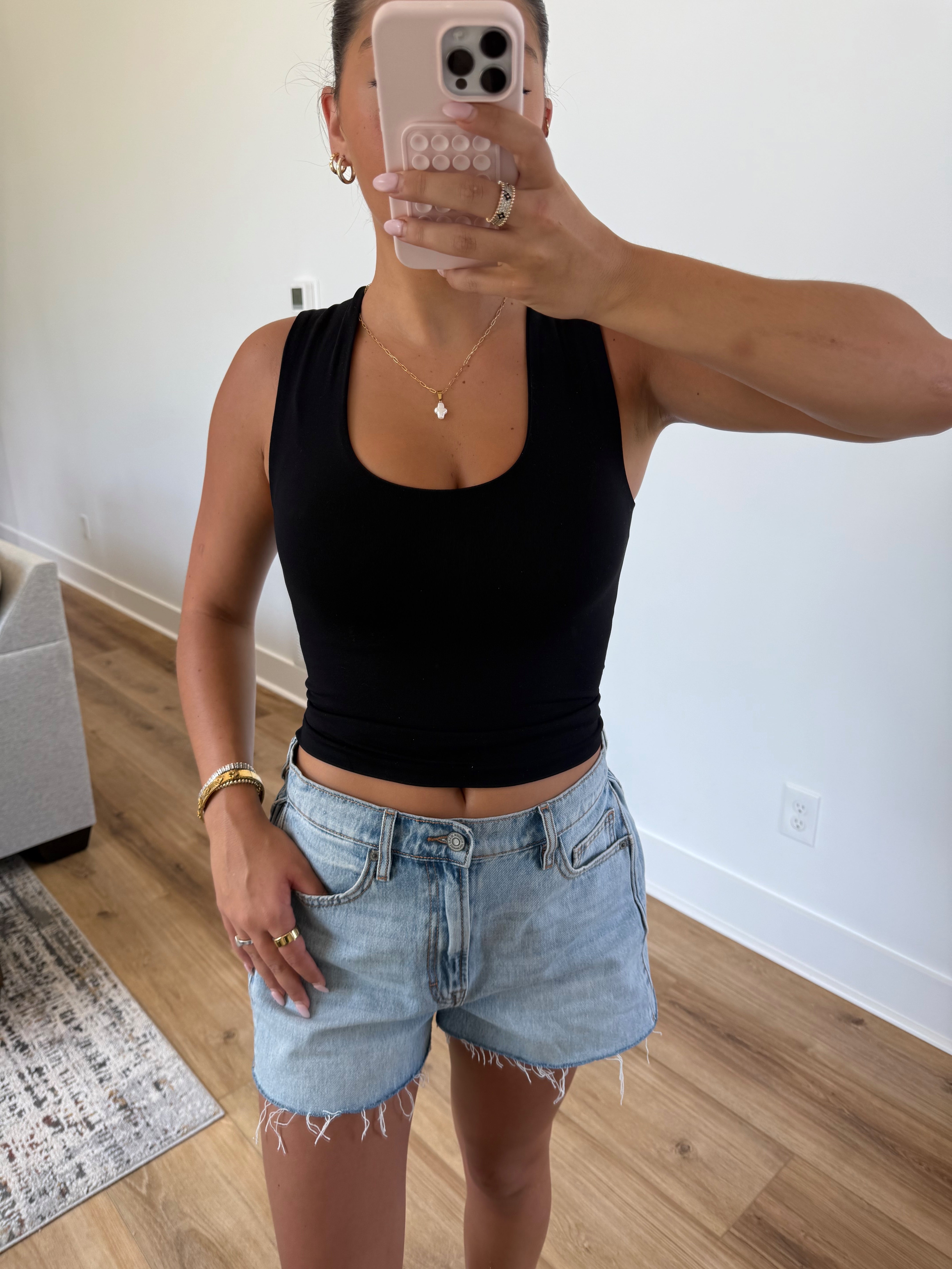 (Black) Double Lined Seamless Tank (Restock)
