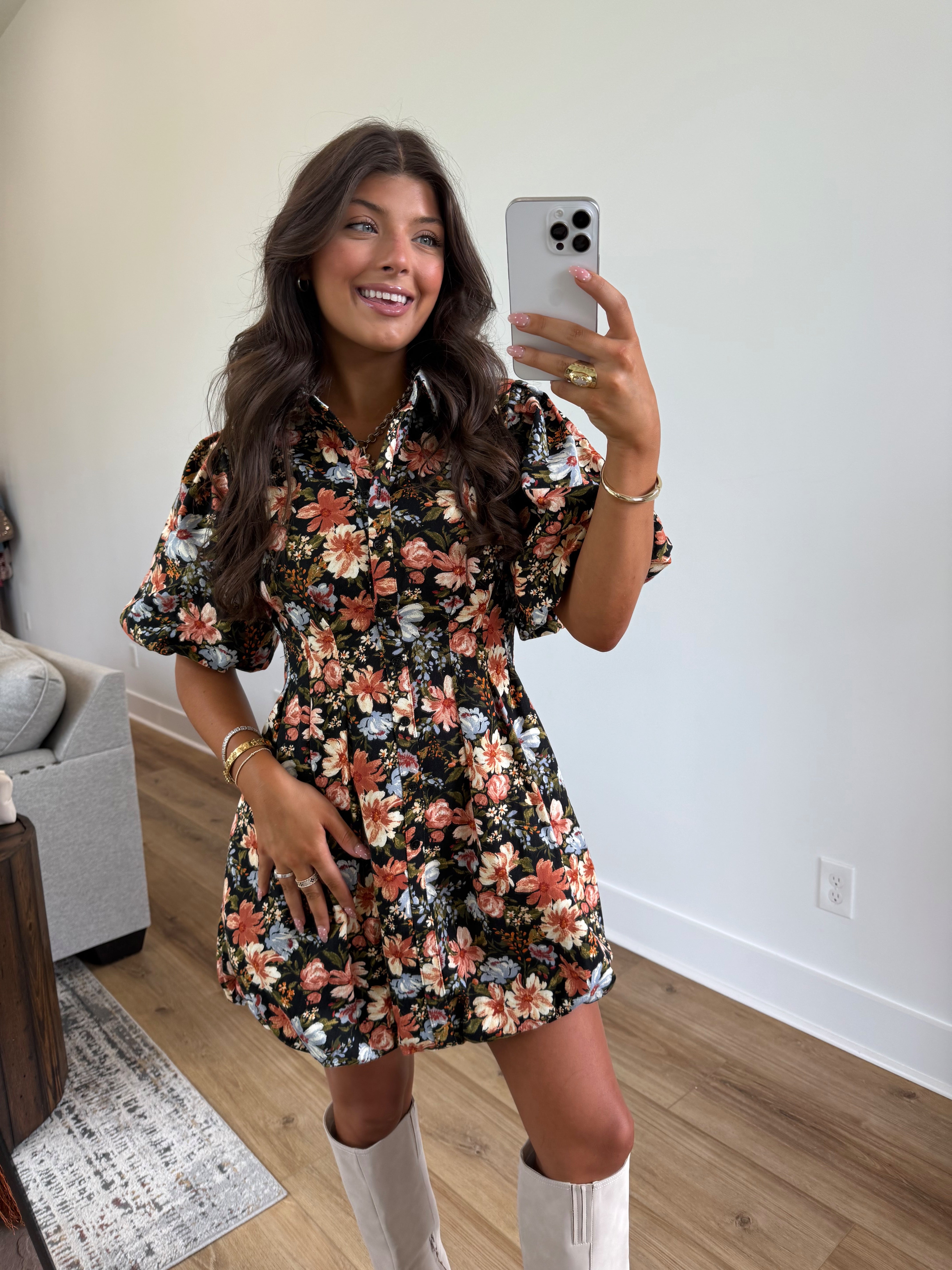 Dela Fall Flowers Bubble Dress