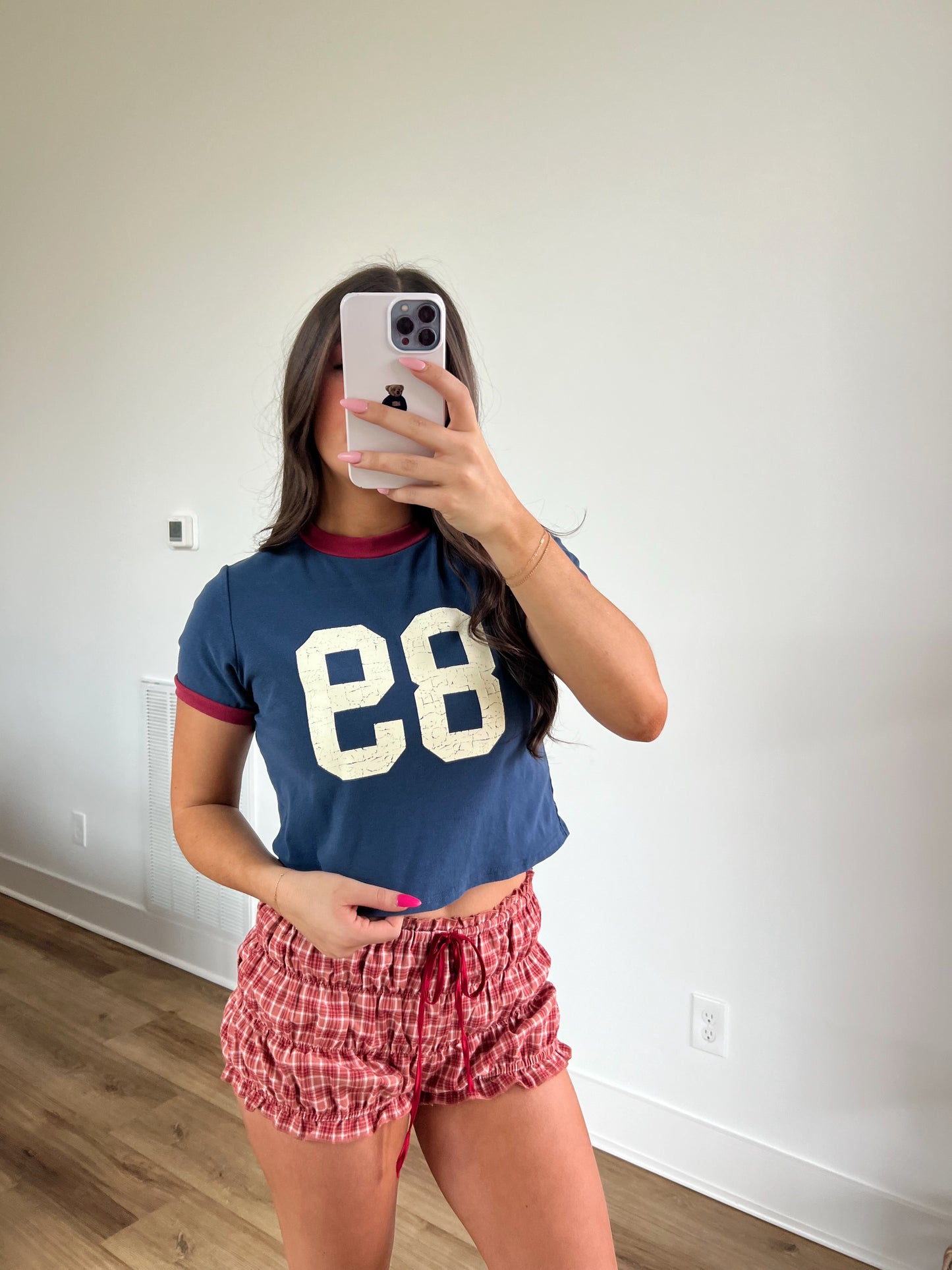 89 Baby Tee (Navy/Red)