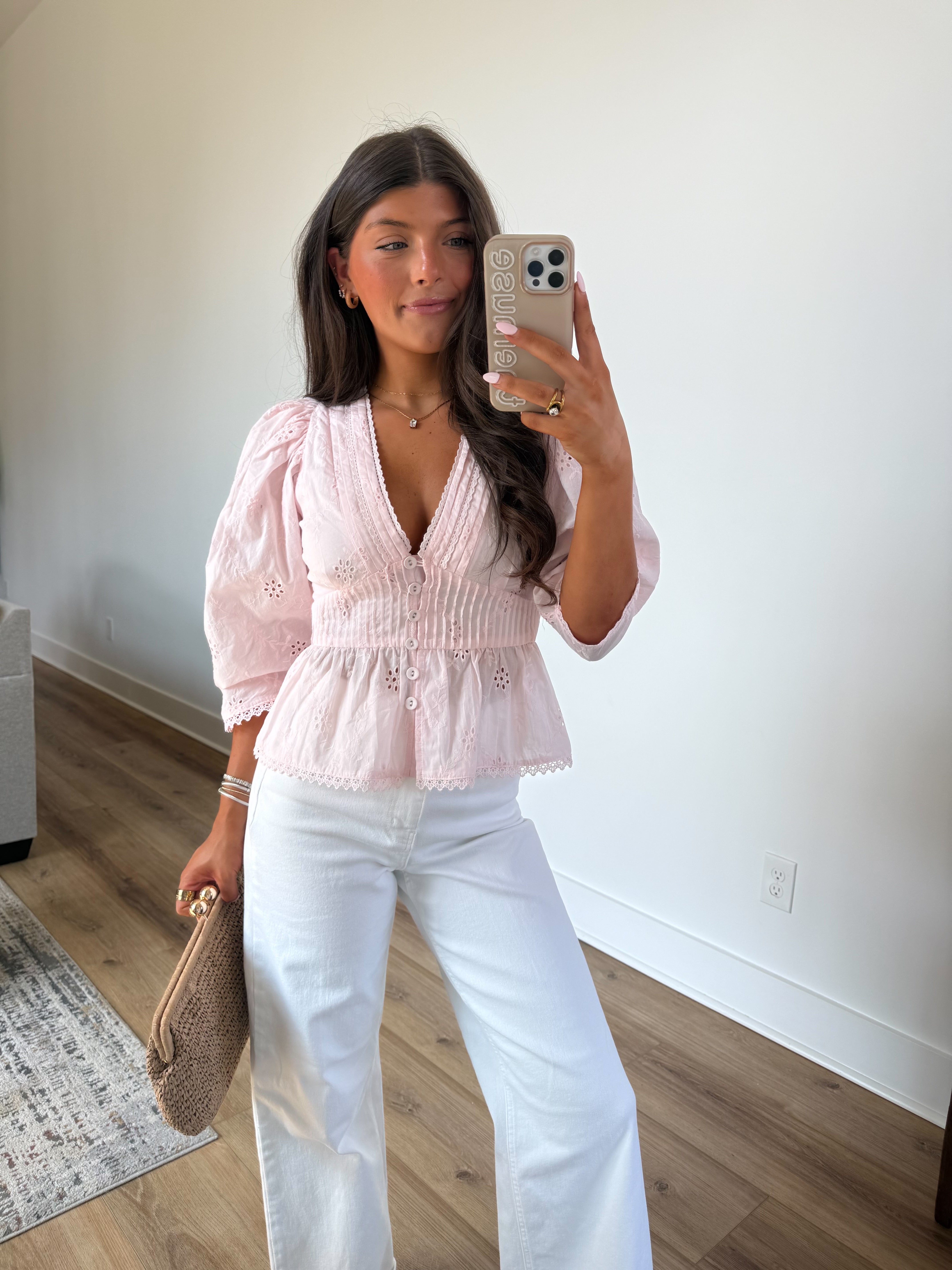 Kyndall Eyelet Top (Pink)