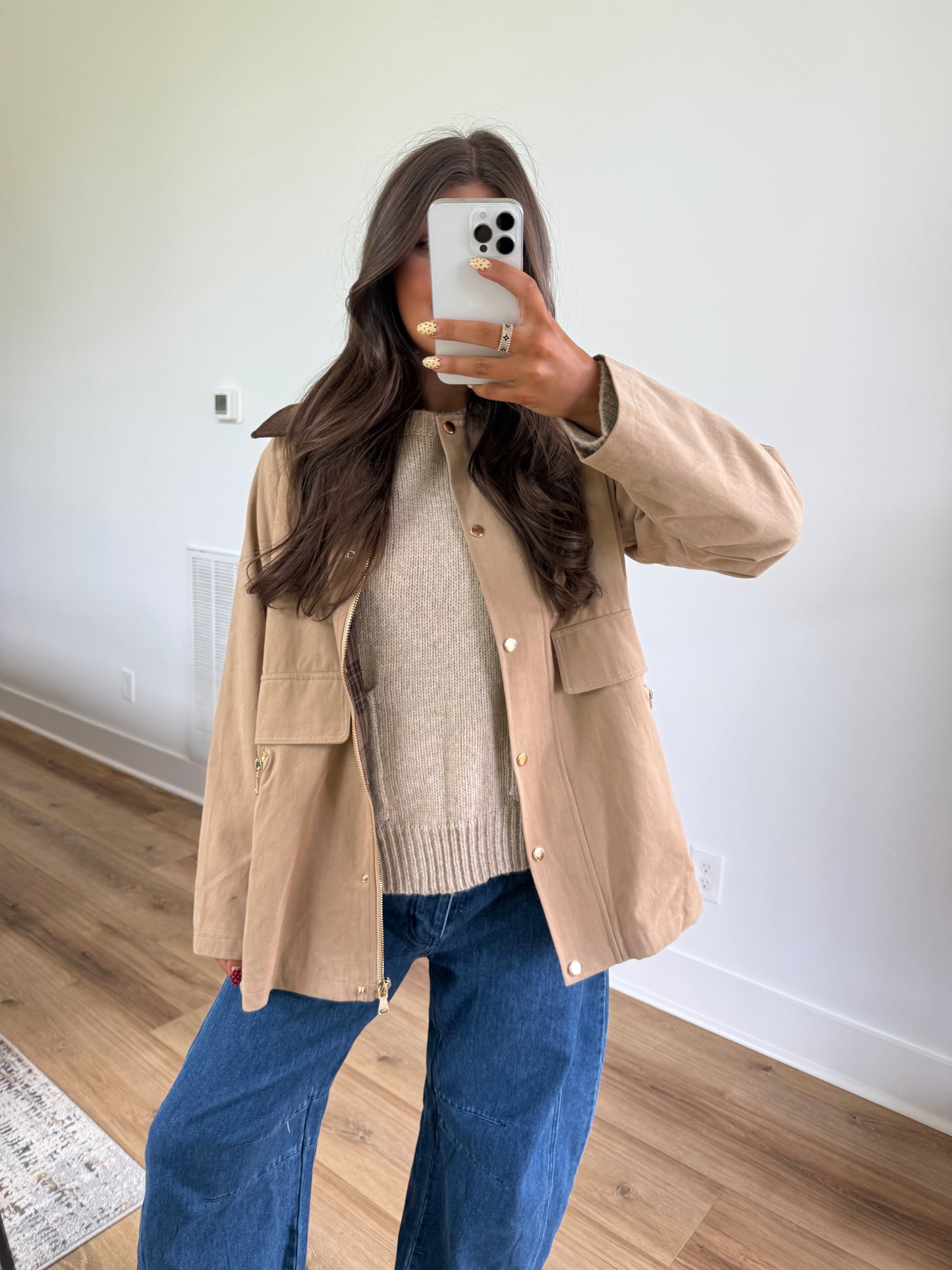 Beige Barn Jacket (Plaid Inside)