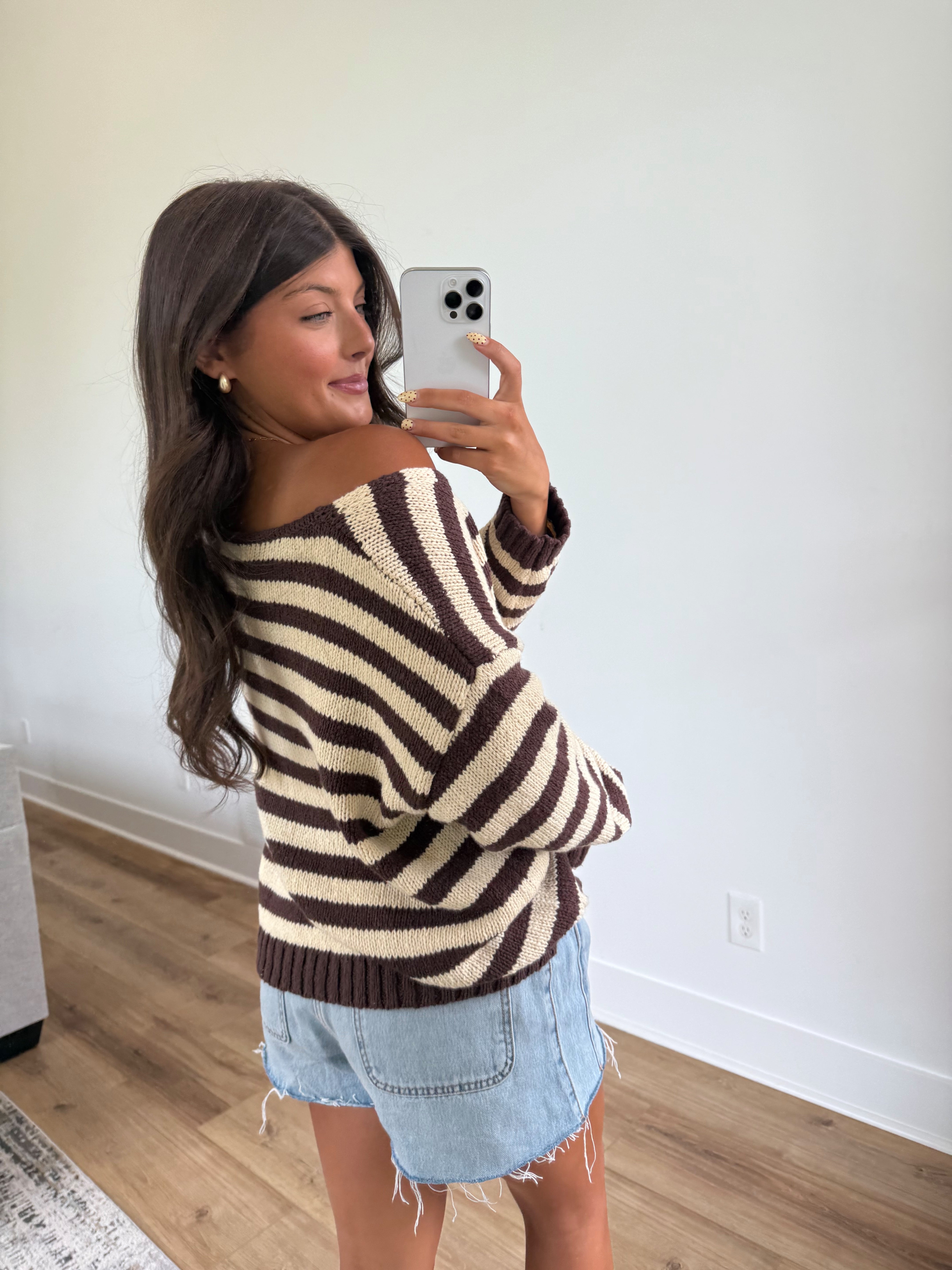 Dallas Stripe Sweater (Brown/White)