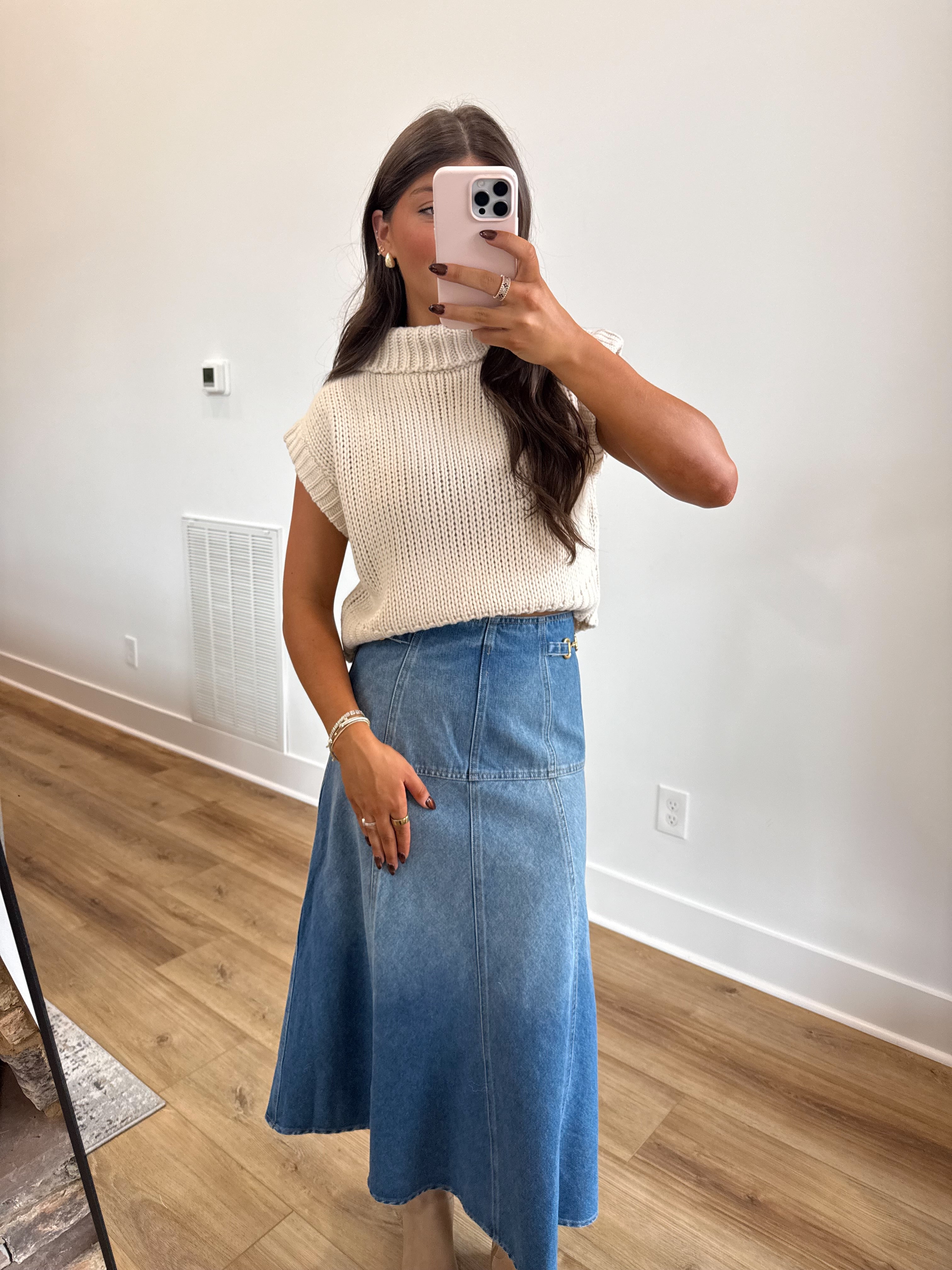 In The Details Denim Midi Skirt