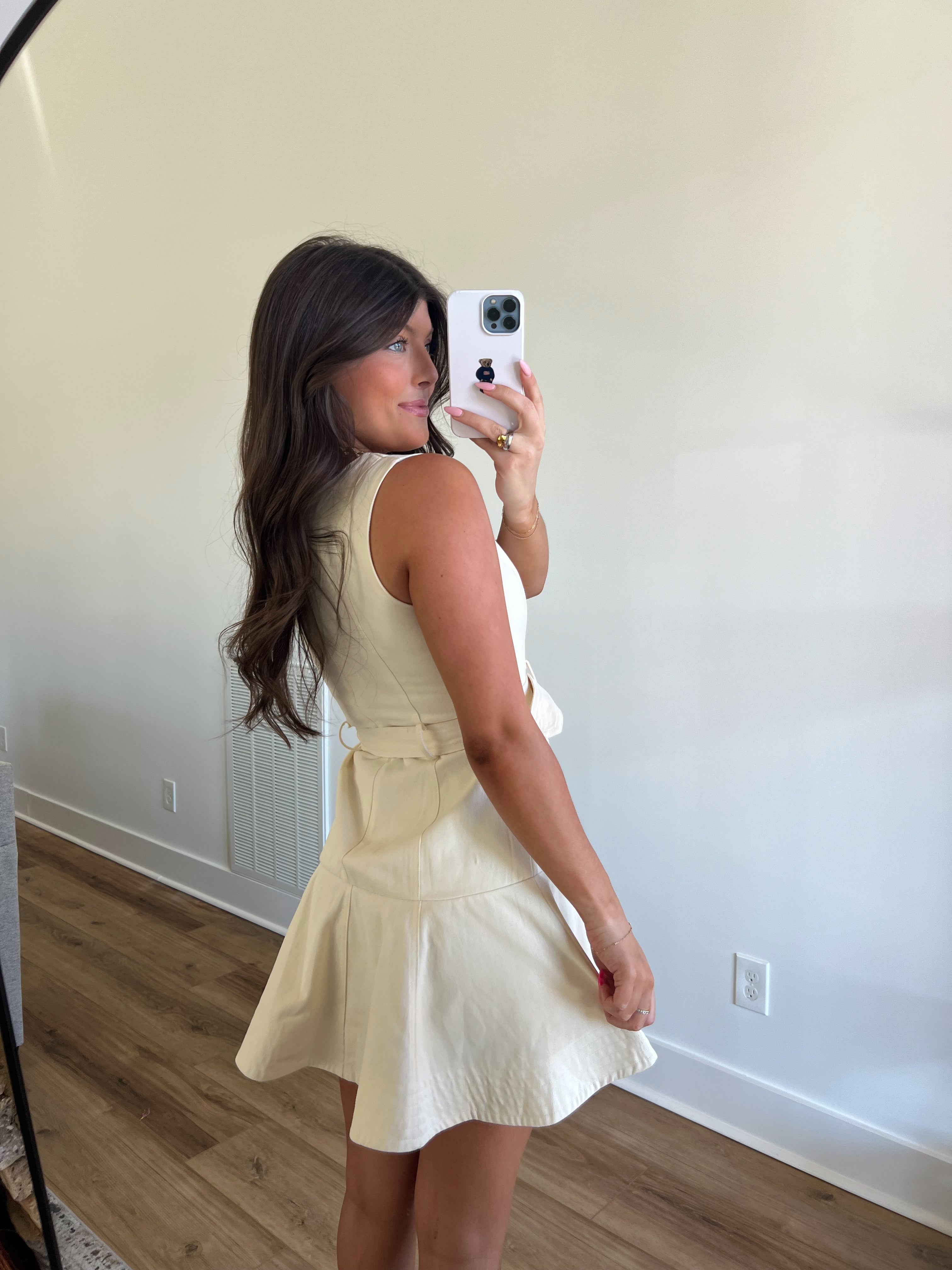 Cream Denim Daisy Mini Dress