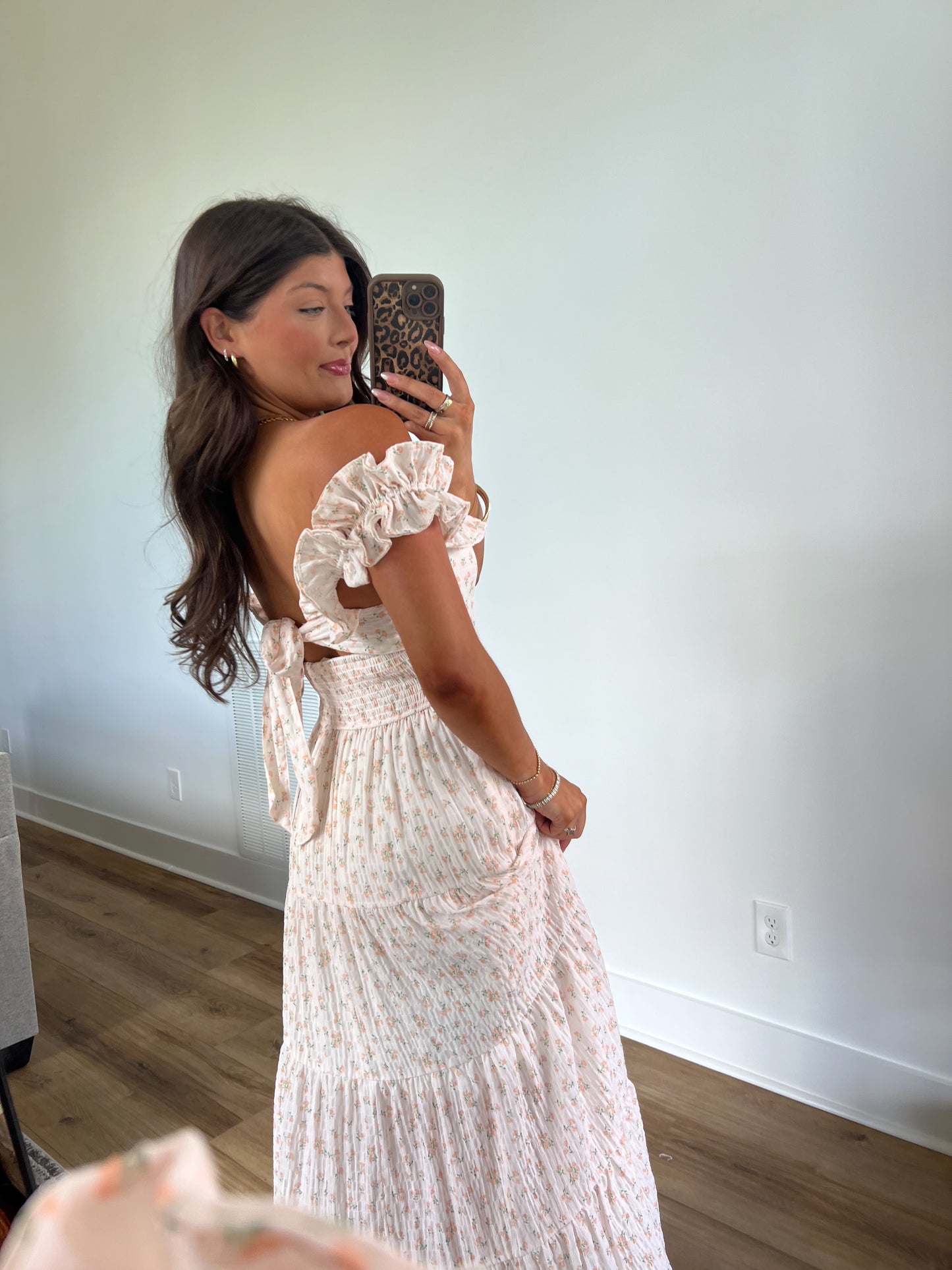 Peach Serenity Floral Maxi Dress