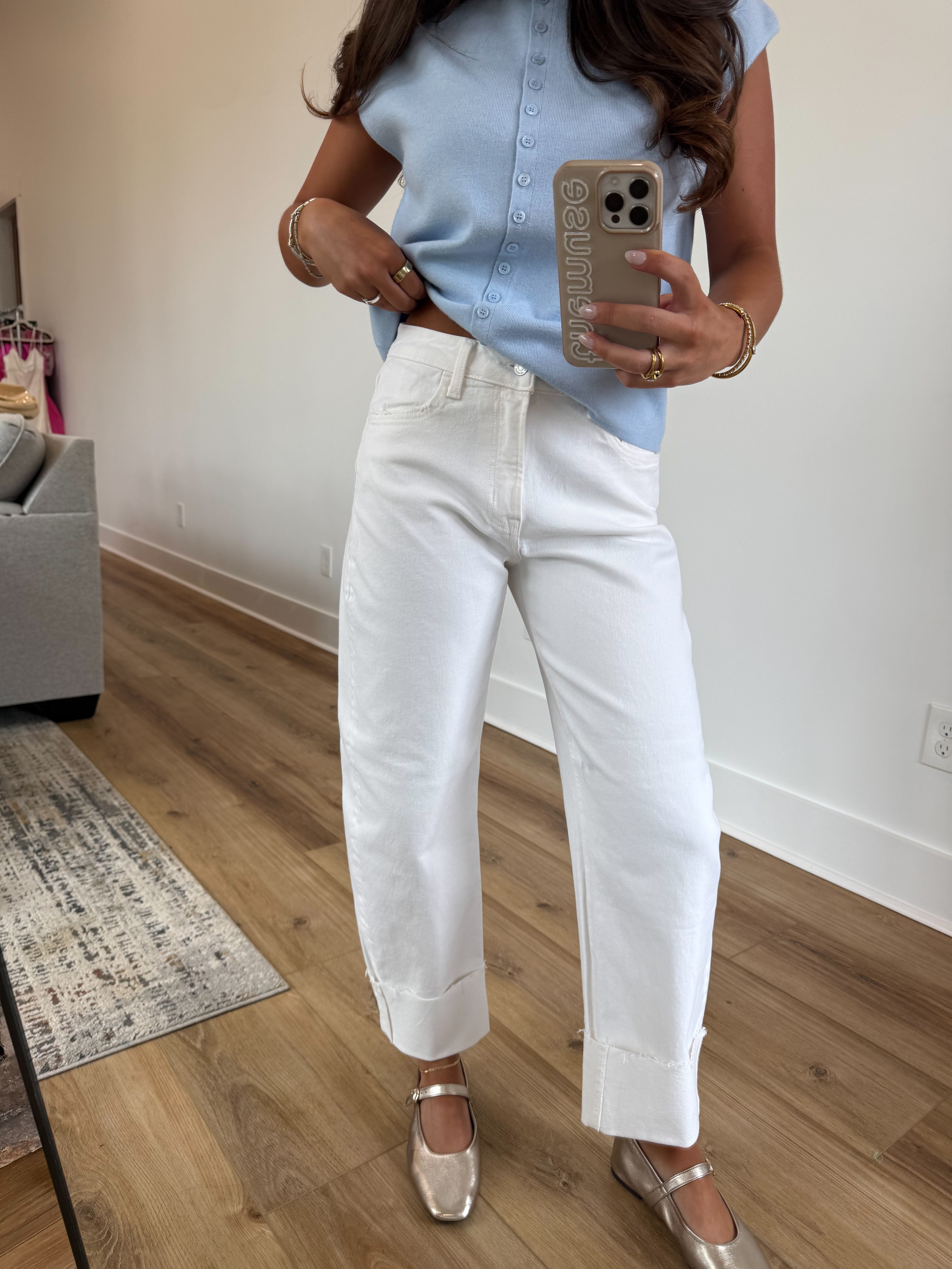 Molly Cuffed Jeans (White)