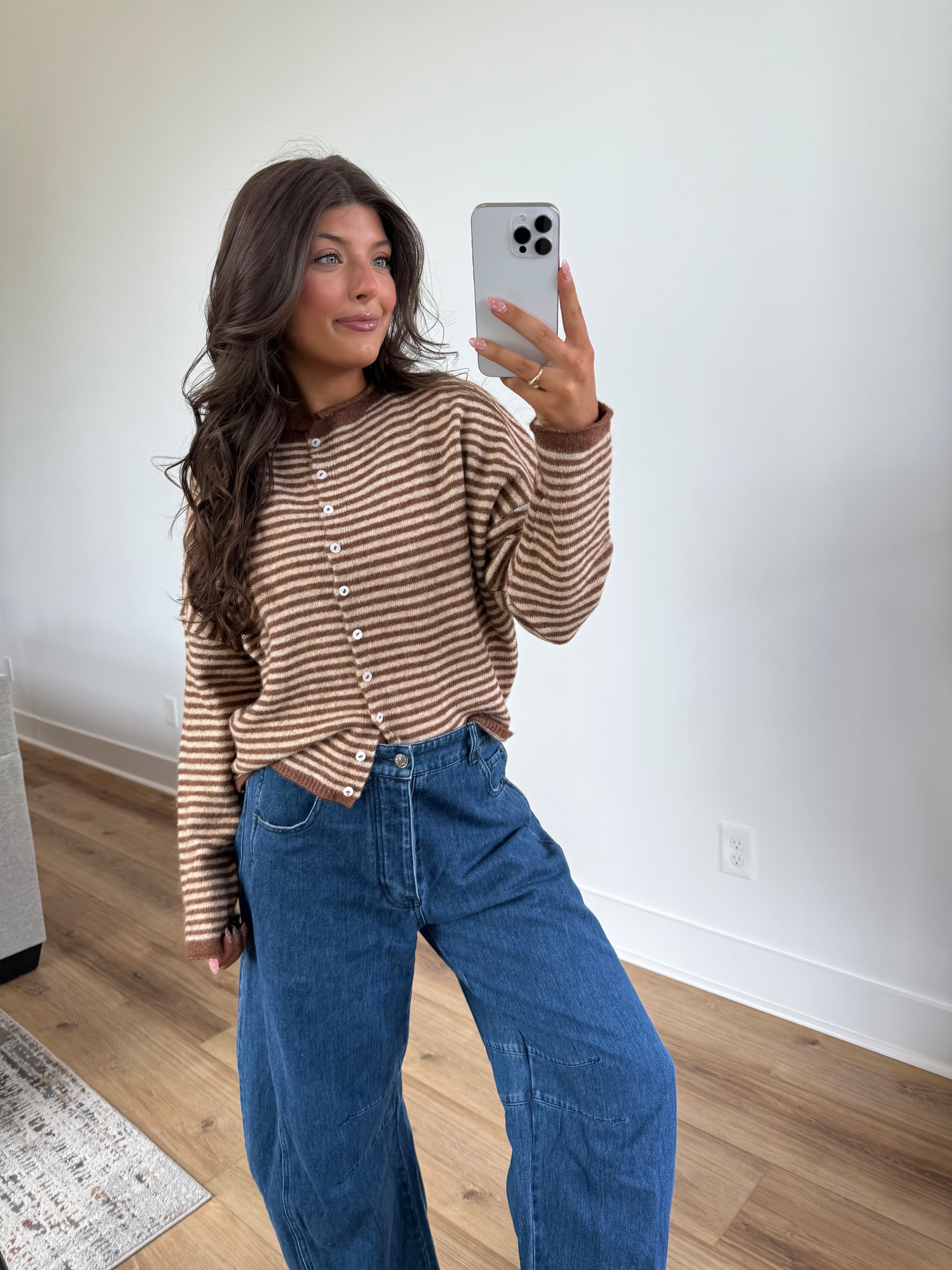 Best Dress Cardigan (Brown Stripes)