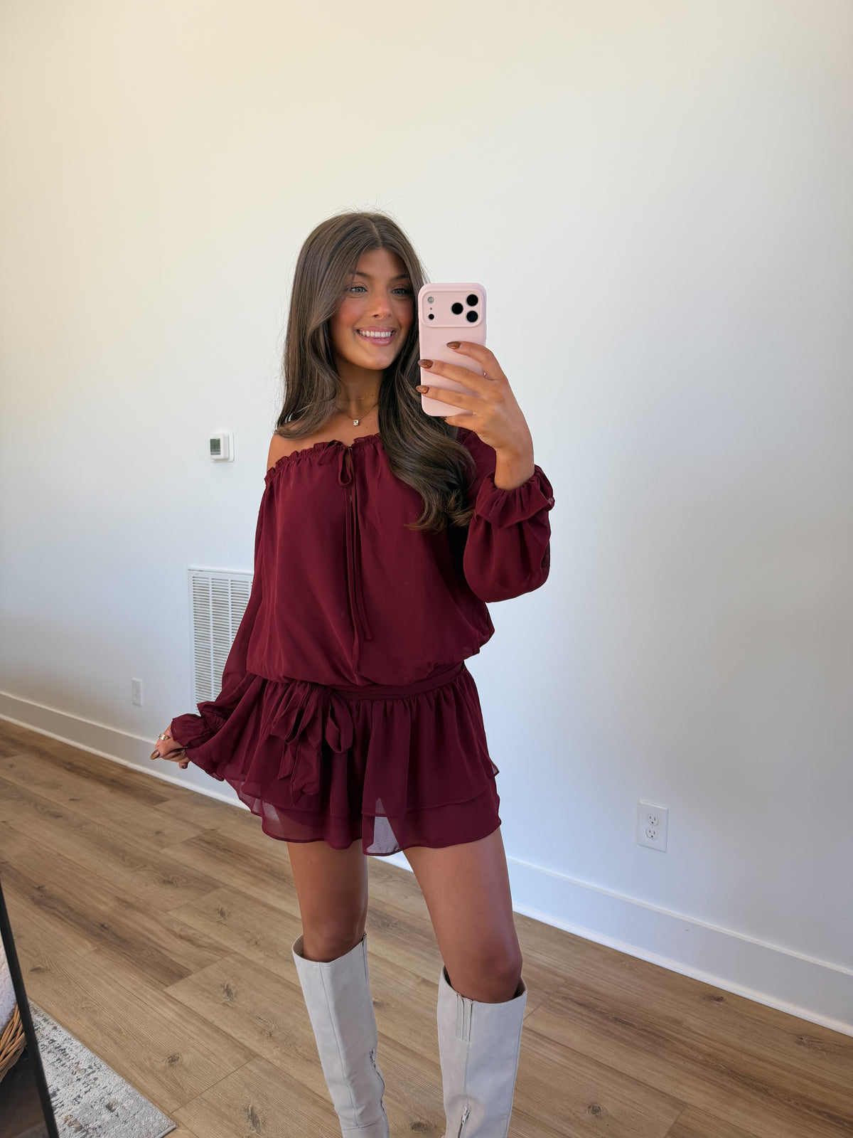 Wine Ruffle Romper