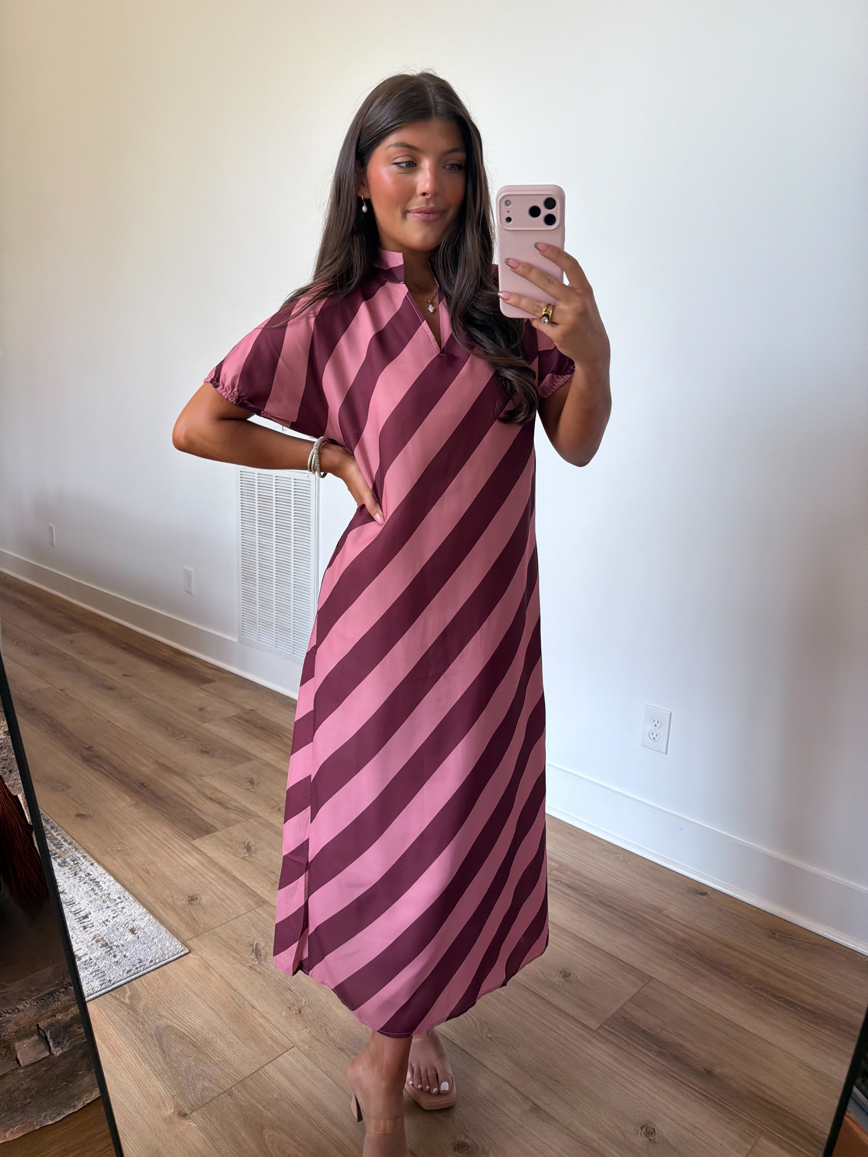 Pippa Stripe Maxi (Pink/Burgundy)