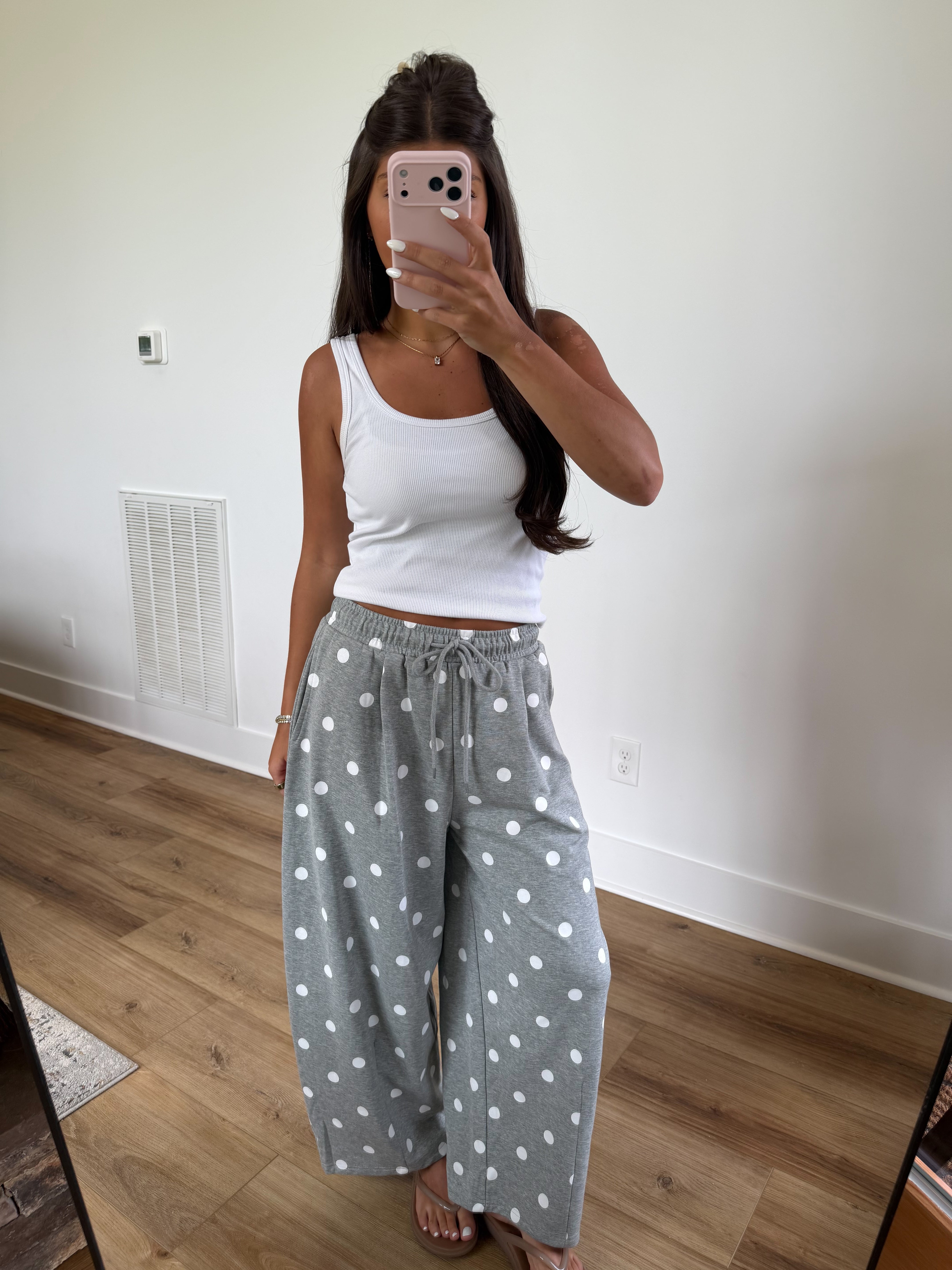 Polka Dot Barrel Sweatpants (Grey)