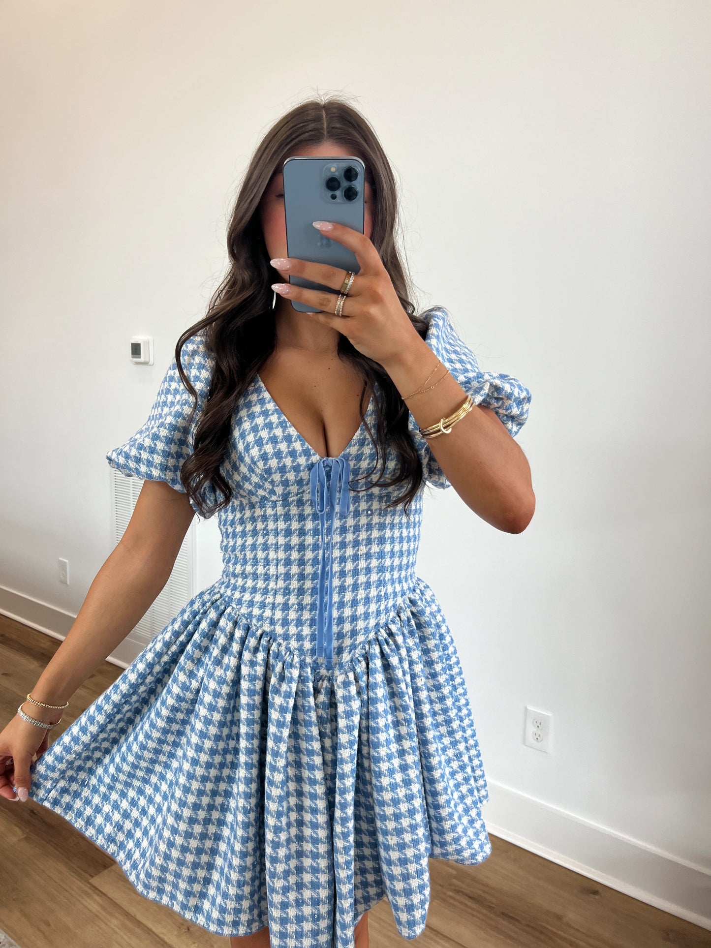 Cinderella Houndstooth Mini Dress