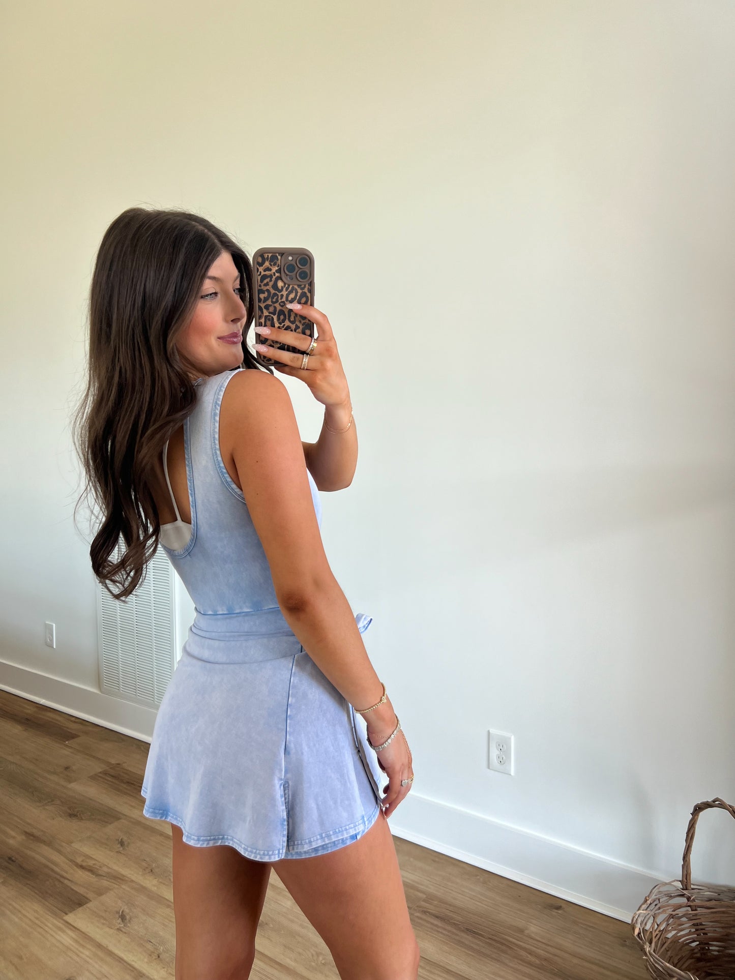 Mineral Wash Blue Wrap Athletic Dress