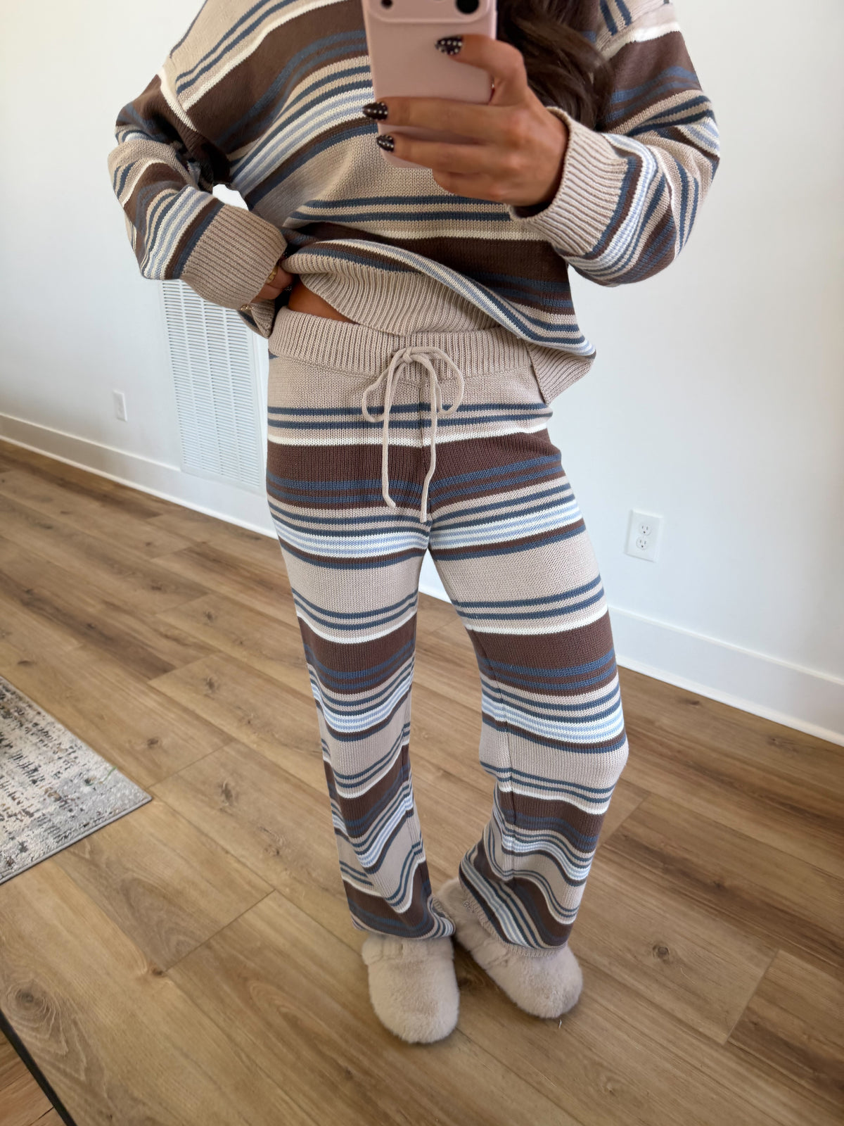 Mixed Stripe Knit Set (Beige Multi)