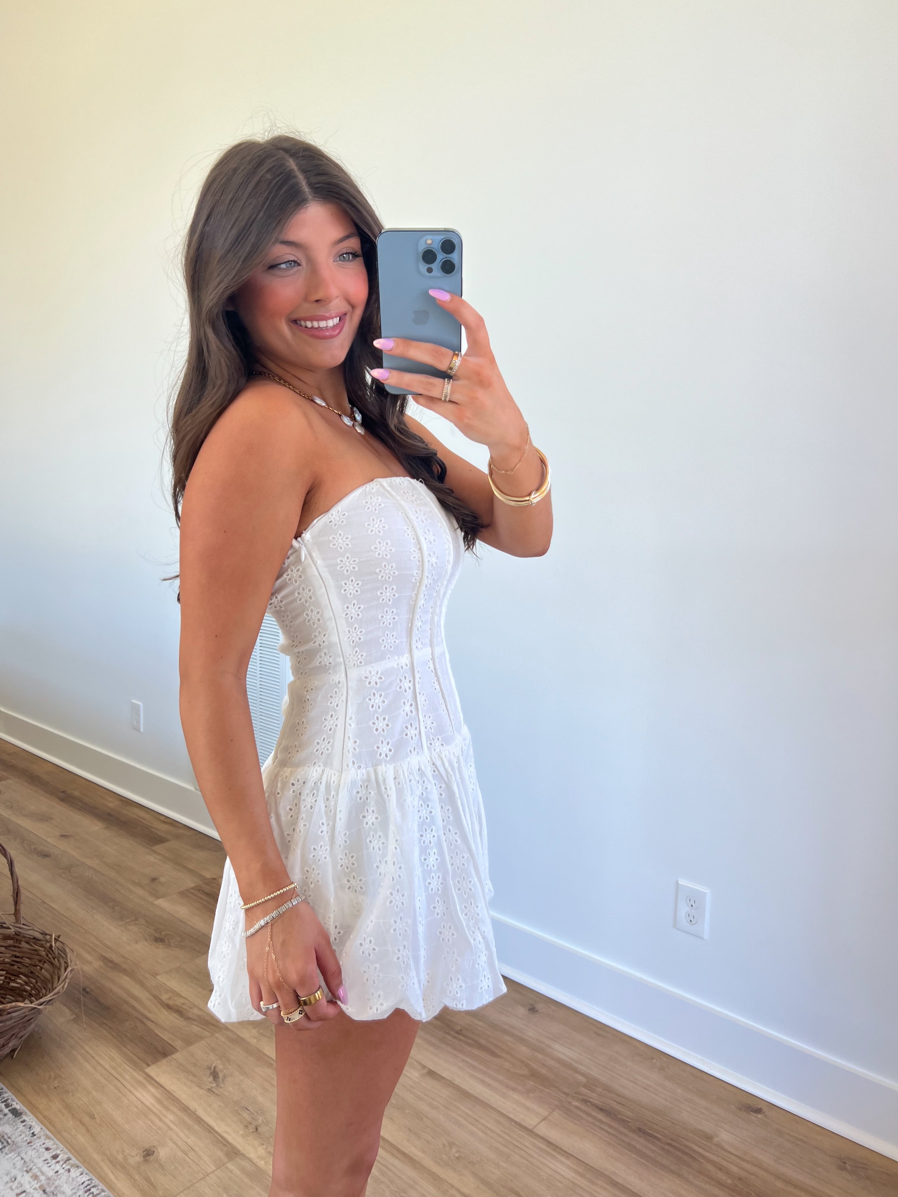 Classy Eyelet Mini Dress