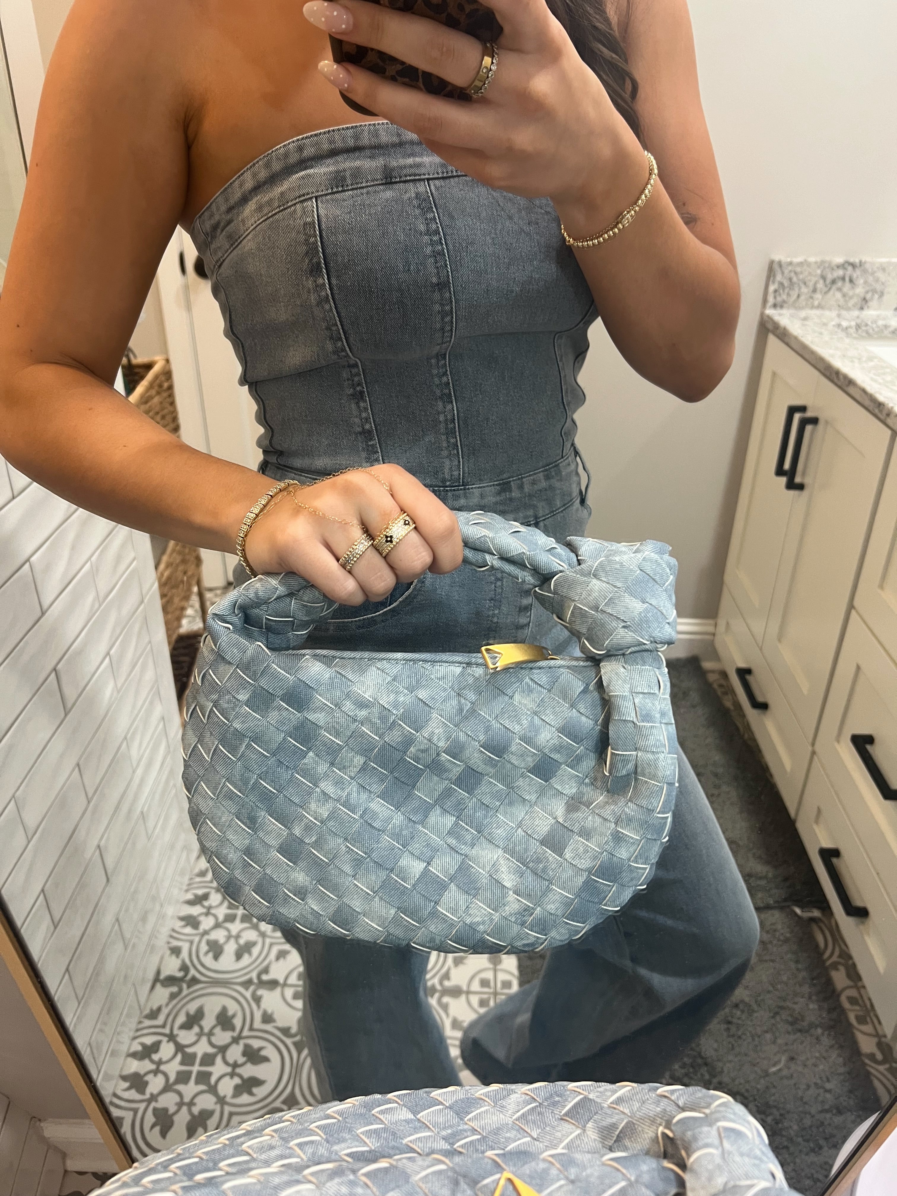 Light Denim Woven Bag