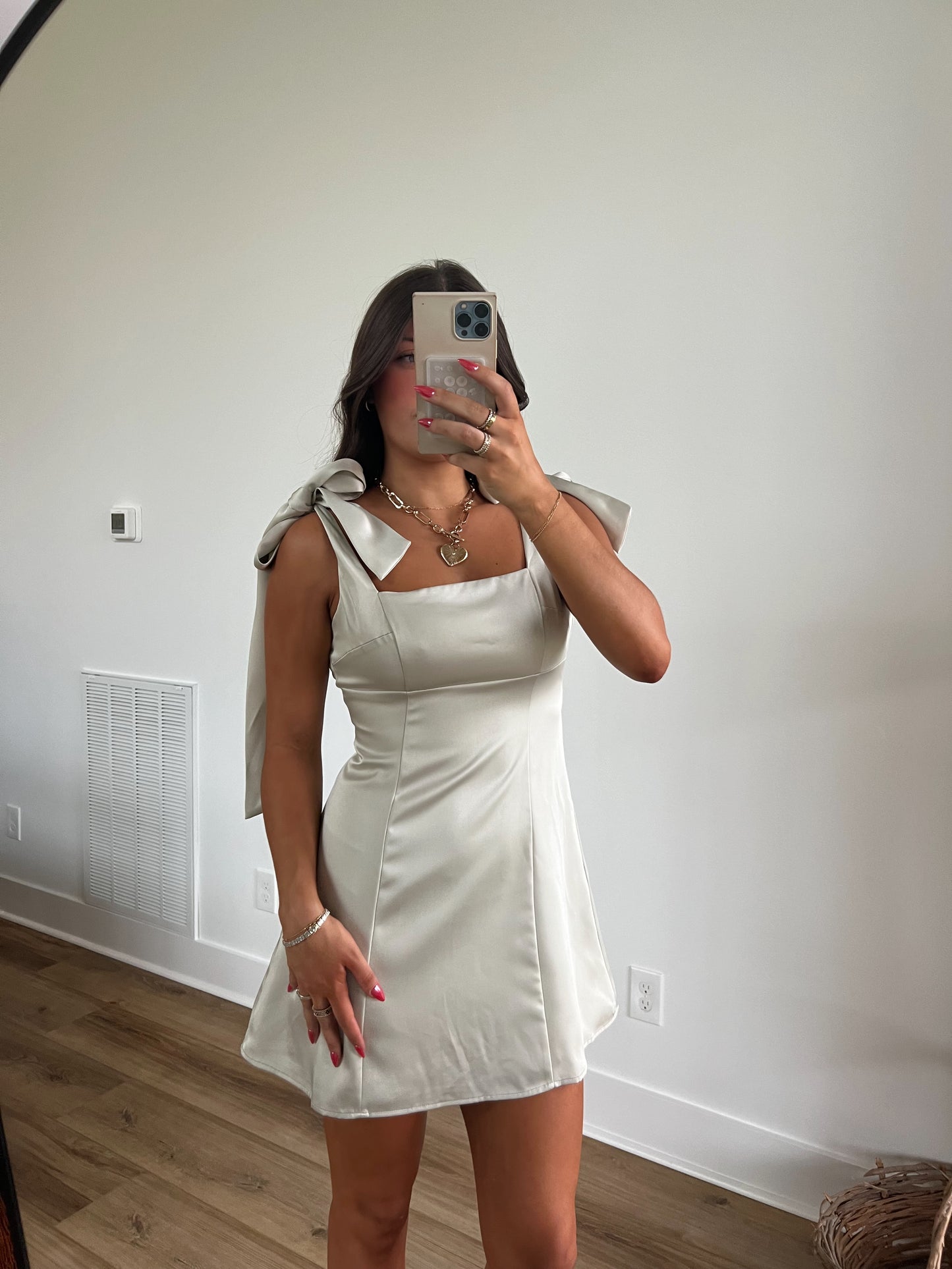 Charming Satin Tie Mini Dress