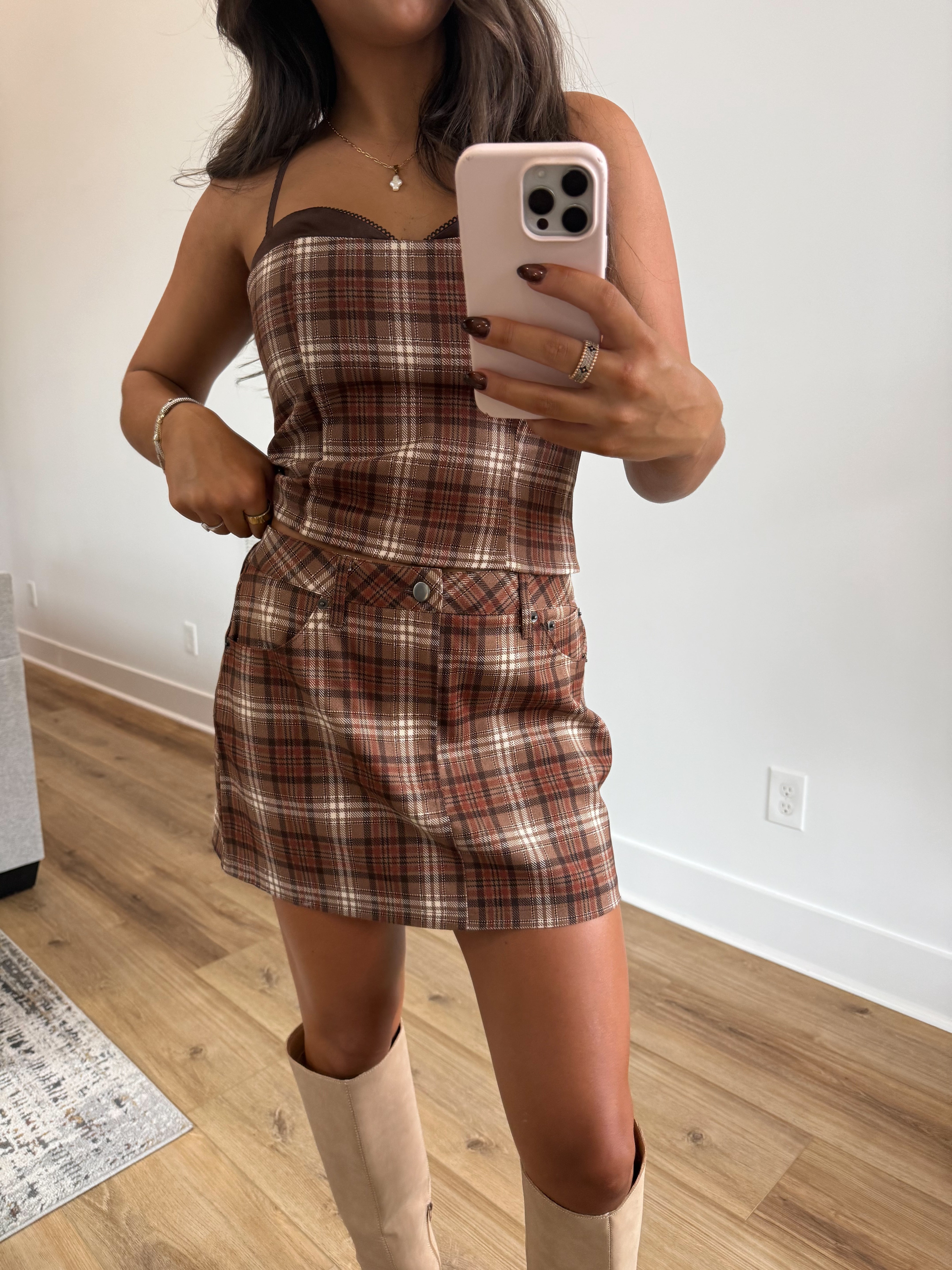 Fall Plaid Skirt Set