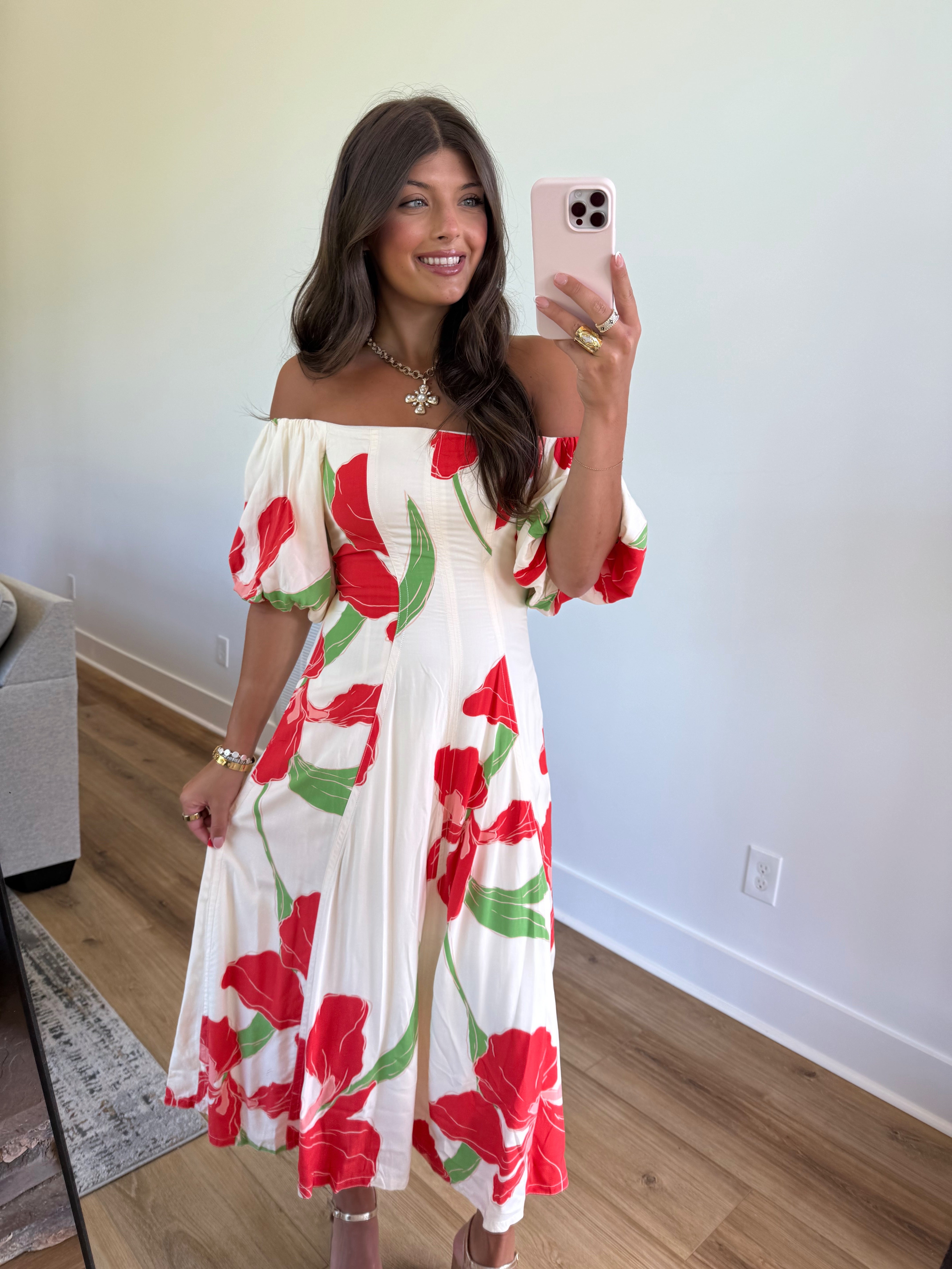 Poppy Off The Shoulder Midi