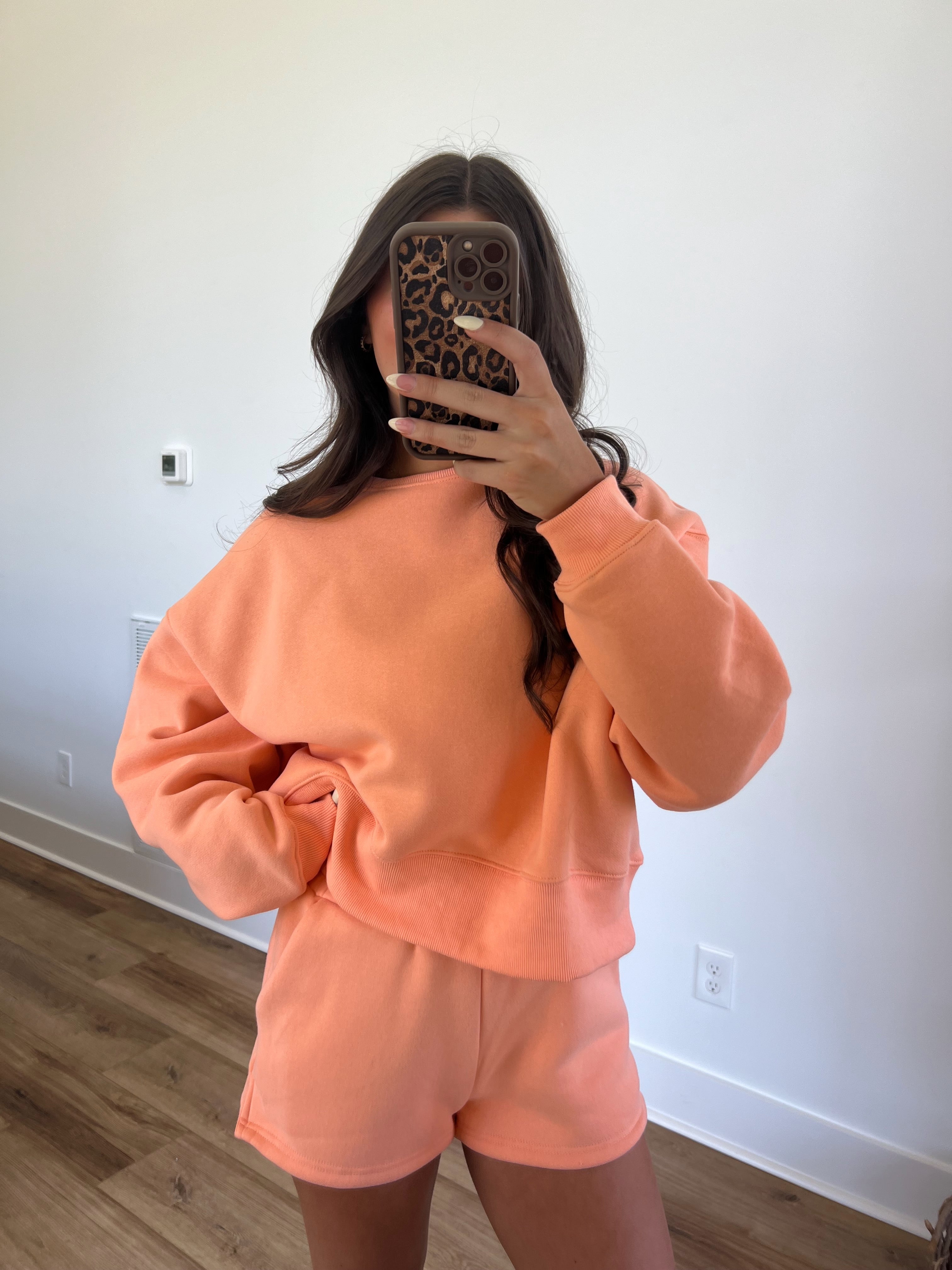 Peach Sweatshort Set