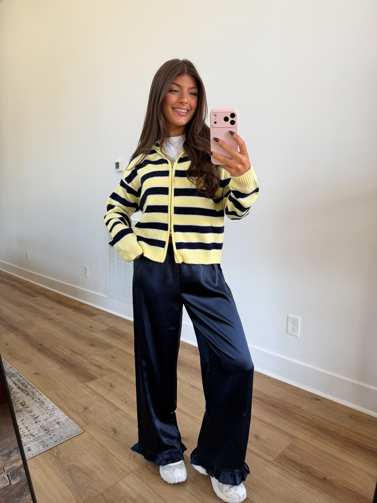 Nazy Satin Ruffle Trim Pants