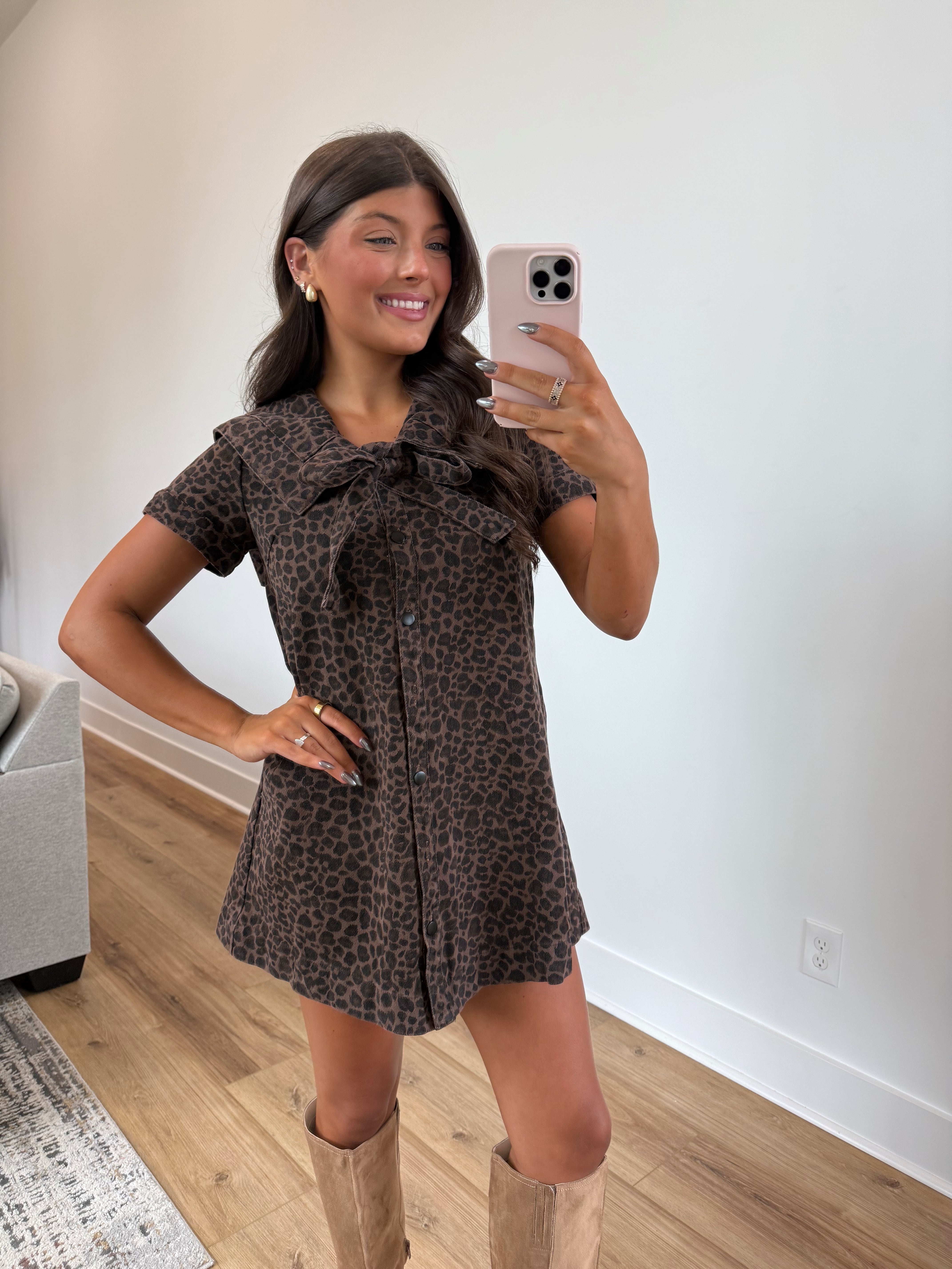 Cheetah Bow Mini Dress