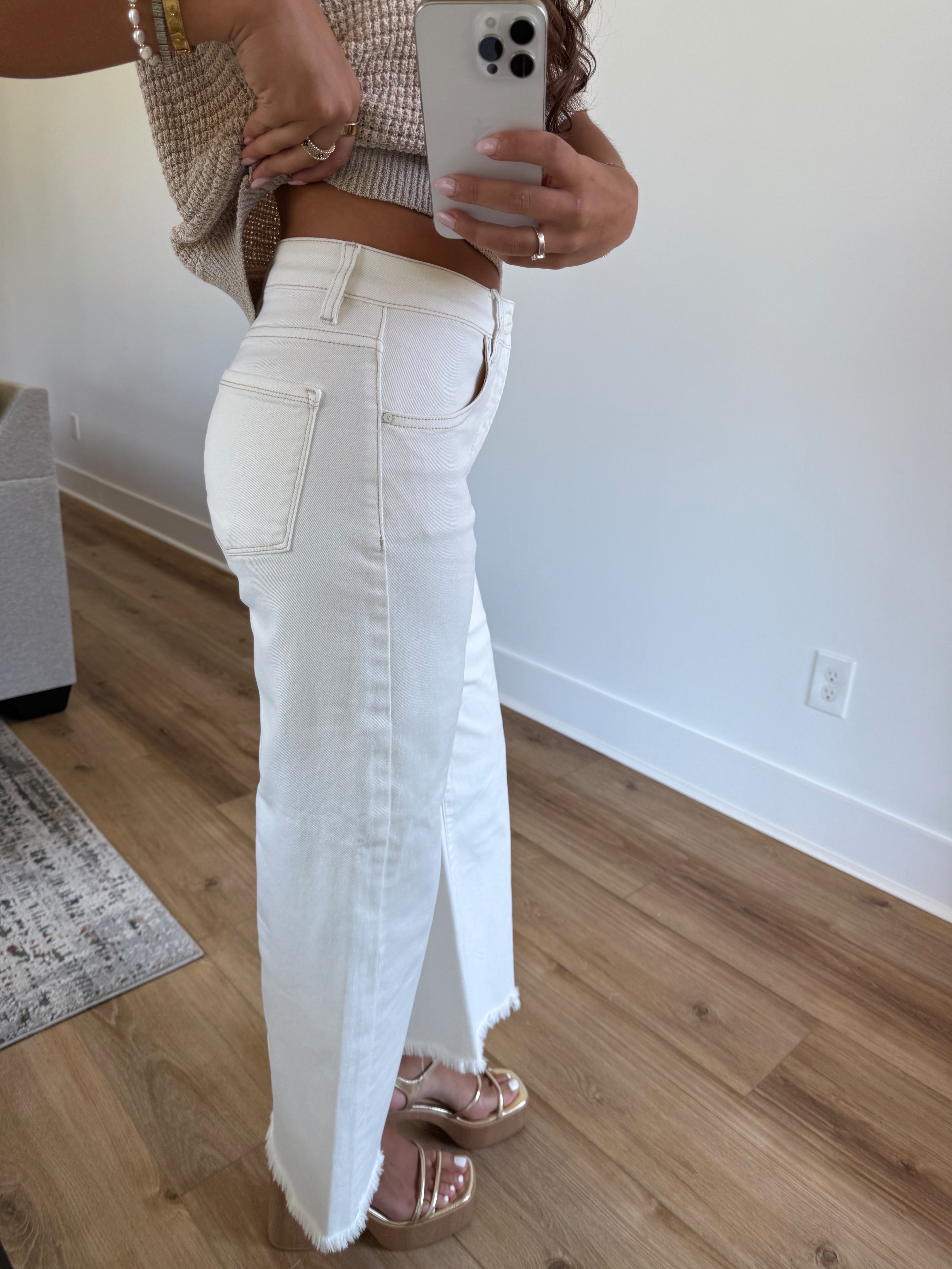 High Rise Crop Wide Pants