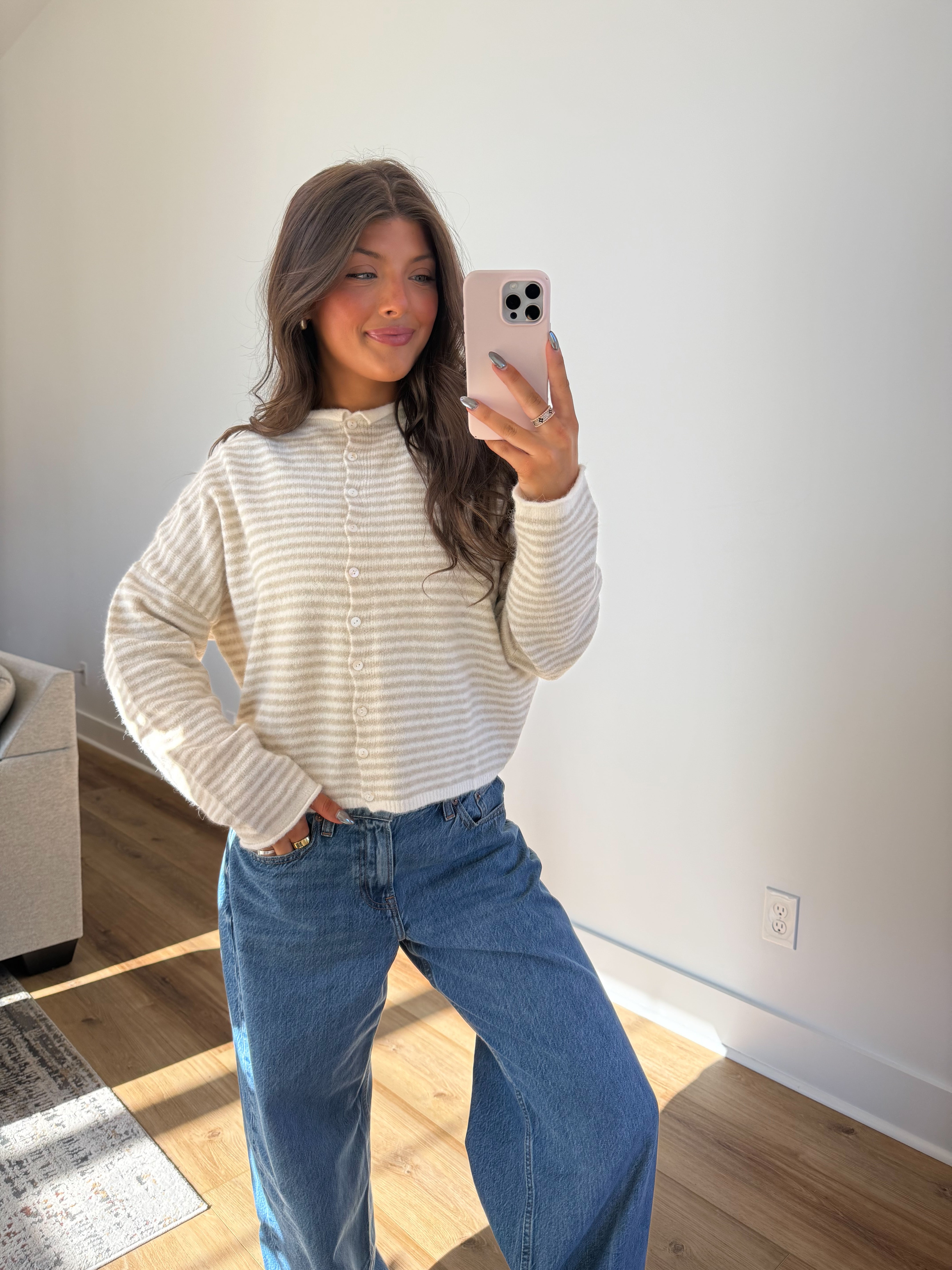 Best Dress Cardigan (Cream Stripes)