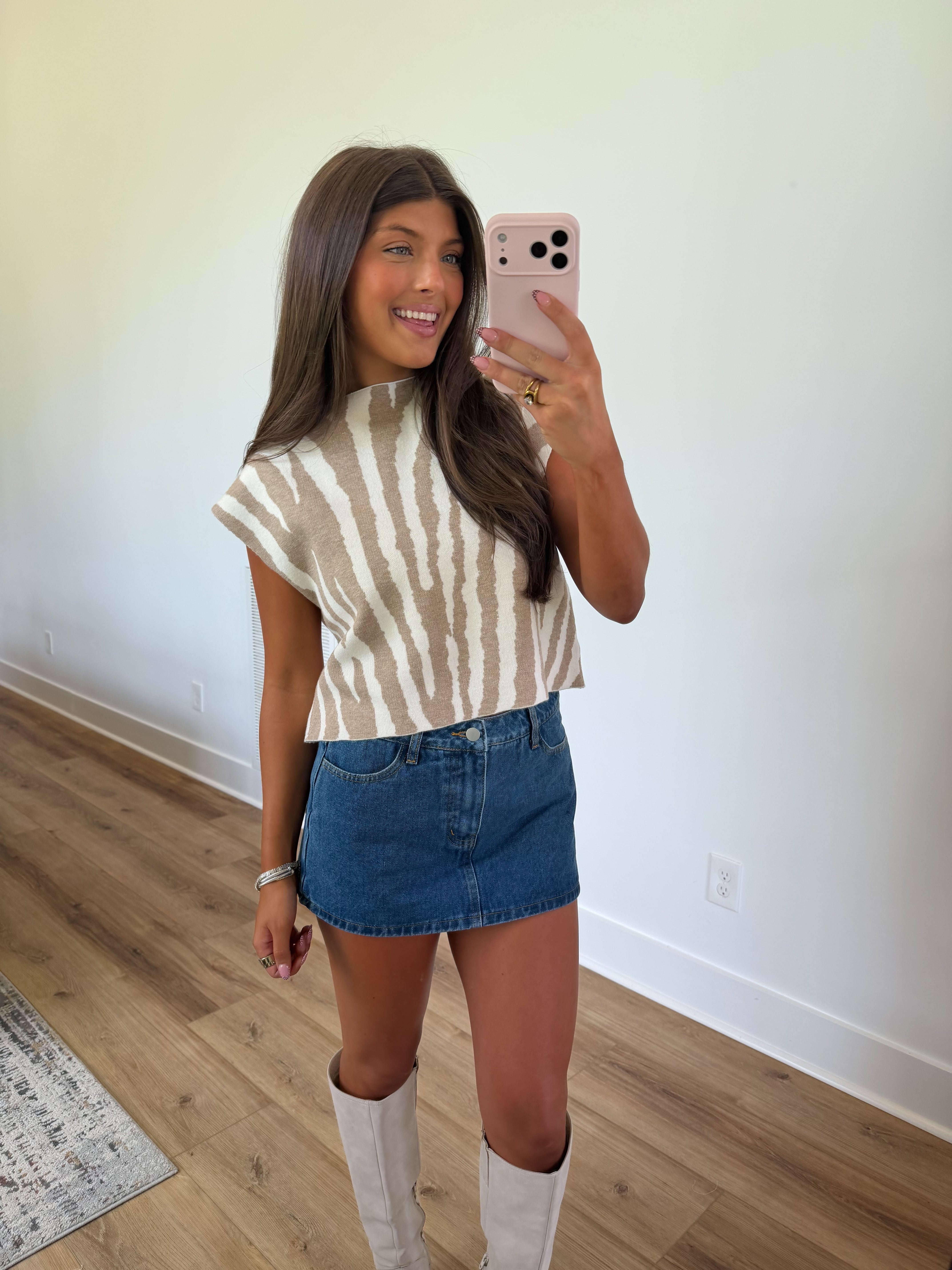 Milan Knit Top (Tan/White)